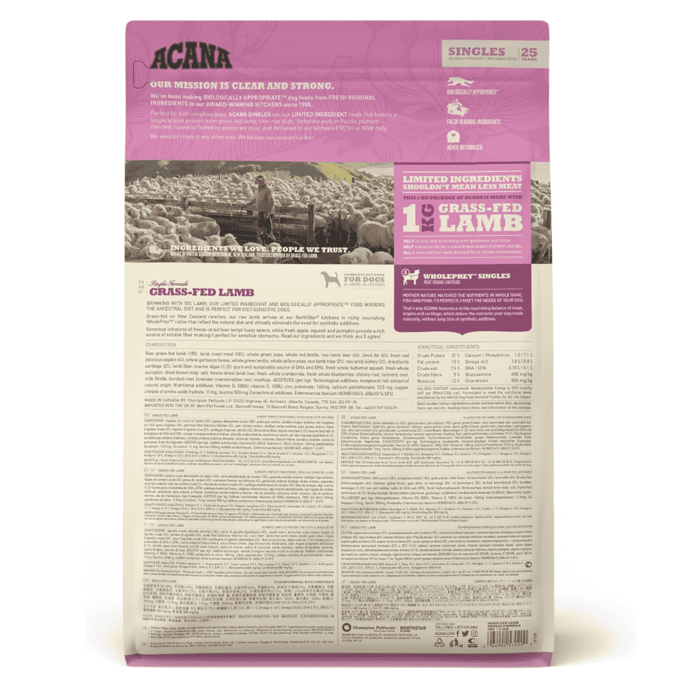 Acana Grass-Fed Lamb Recipe Pienso para Perros al mejor precio -todoastorenimal.com