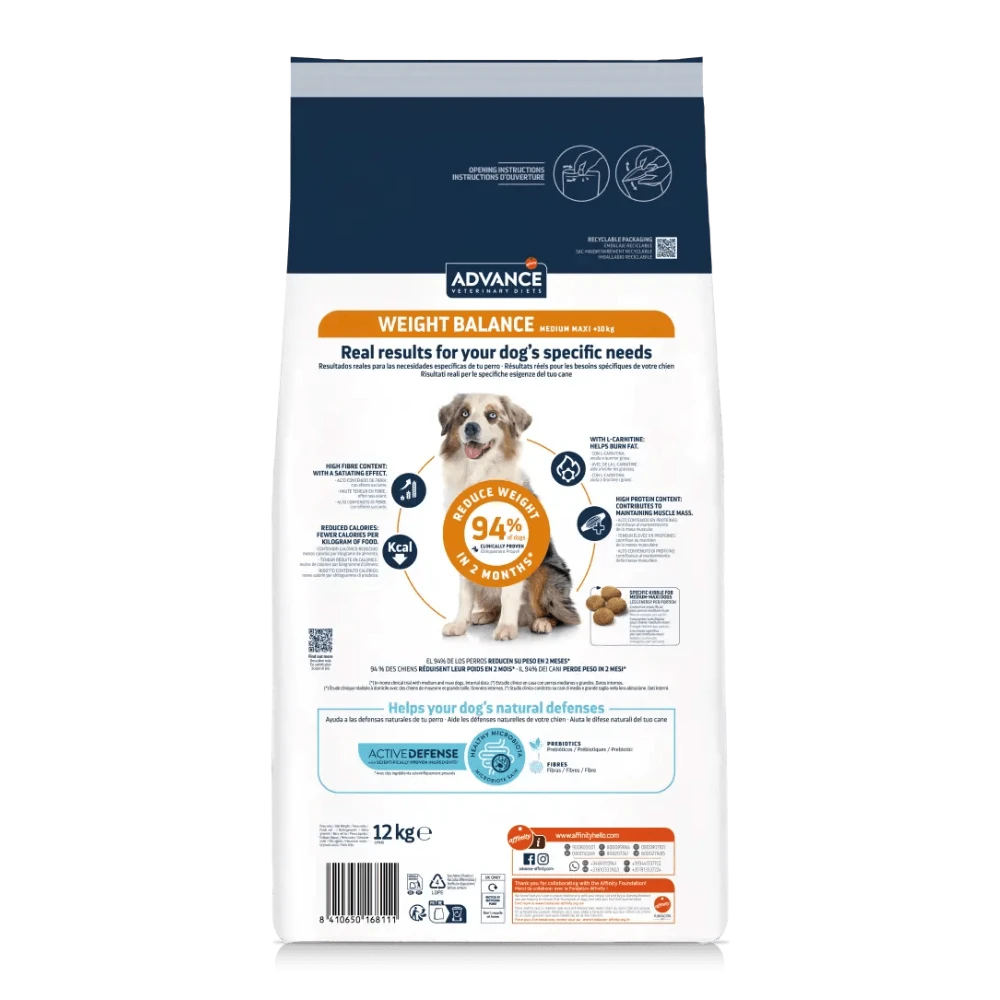 Advance Veterinary Diets Weight Balance Medium Maxi Pienso para Perros al mejor precio -todoastorenimal.com