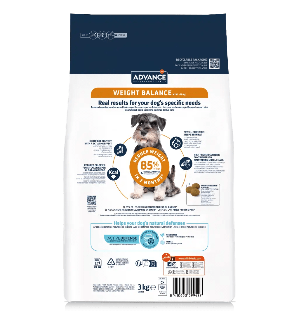 Advance Veterinary Diets Weight Balance Mini Pienso para Perros al mejor precio -todoastorenimal.com
