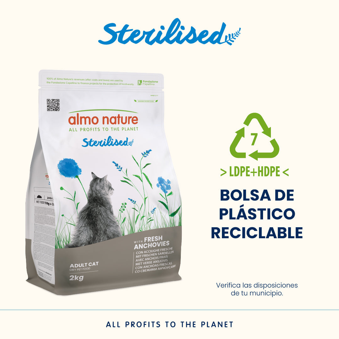 Almo Nature Adult Sterilised Anchoas Frescas Pienso para Gatos al mejor precio -todoastorenimal.com