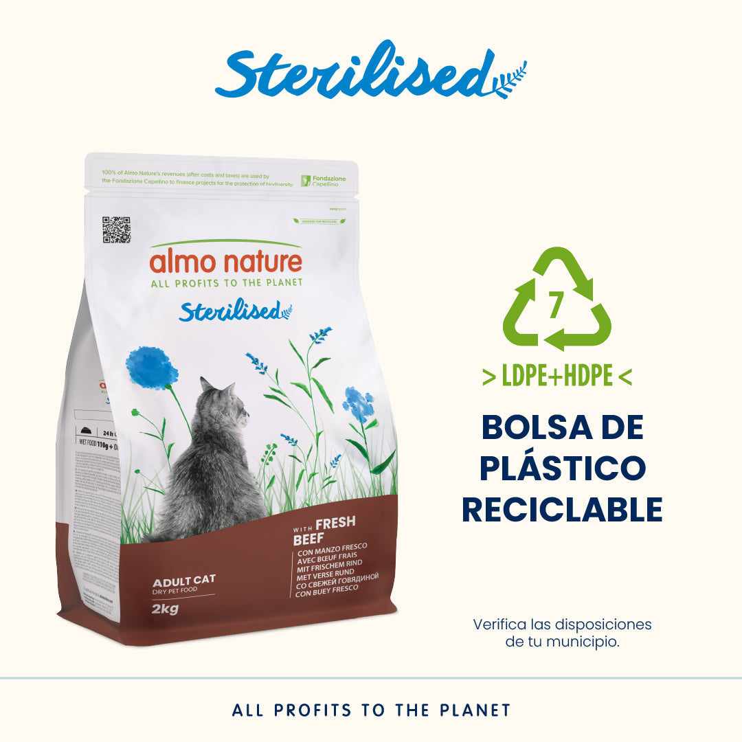 Almo Nature Adult Sterilised Buey Fresco Pienso para Gatos al mejor precio -todoastorenimal.com