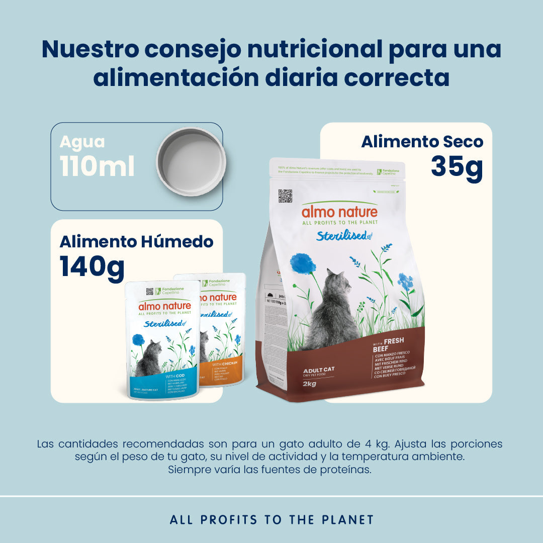 Almo Nature Adult Sterilised Buey Fresco Pienso para Gatos al mejor precio -todoastorenimal.com
