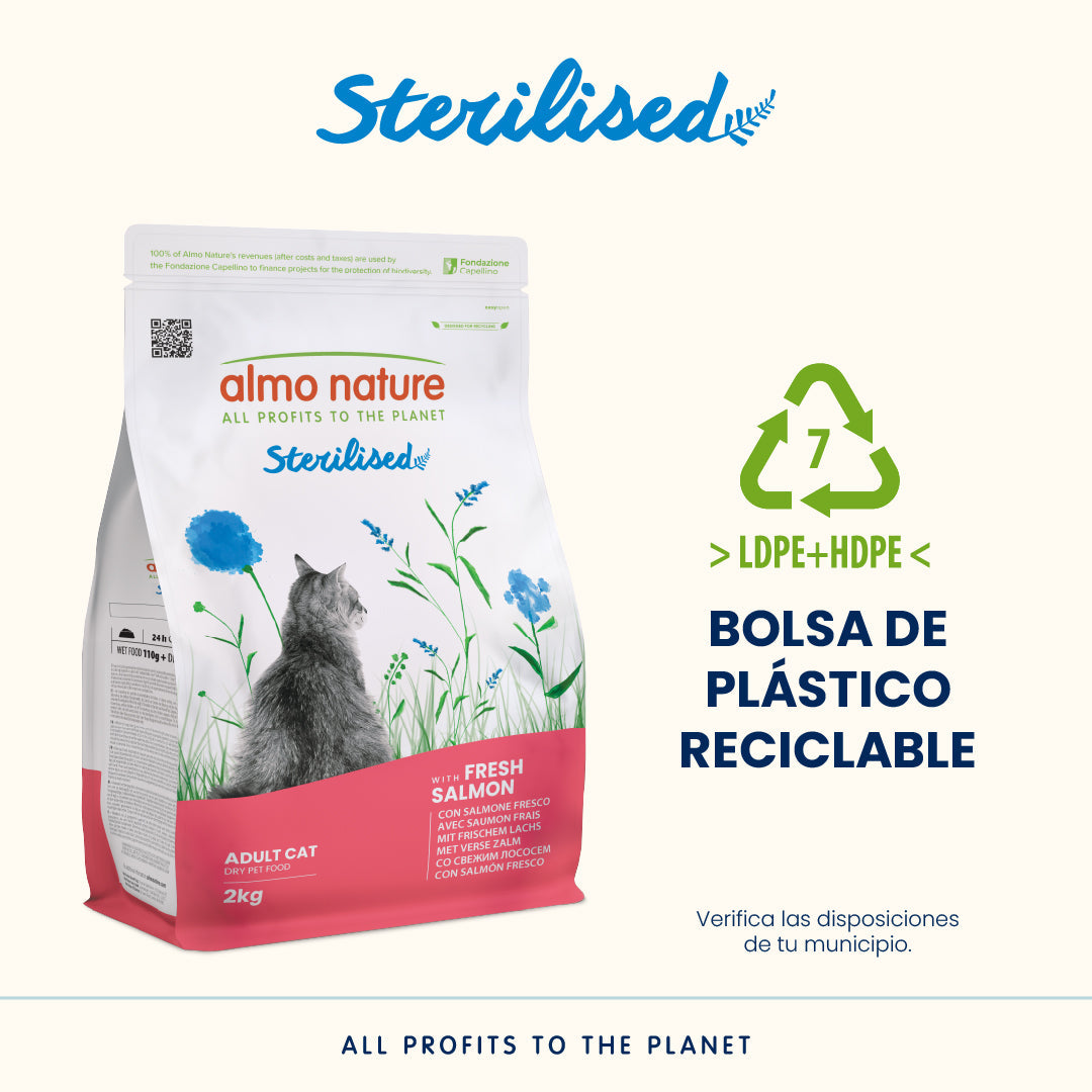 Almo Nature Adult Sterilised Salmón Fresco Pienso para Gatos al mejor precio -todoastorenimal.com