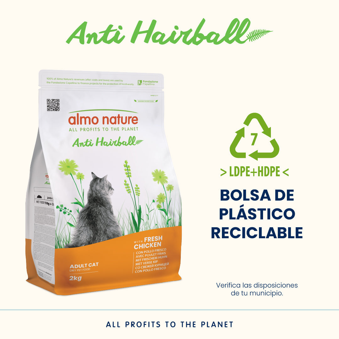 Almo Nature Anti Hairball Pollo Fresco Pienso para Gatos al mejor precio -todoastorenimal.com