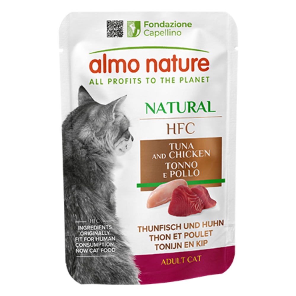 Almo Nature Cat Hfc Pouche 55 g Pollo y Atún al mejor precio -todoastorenimal.com