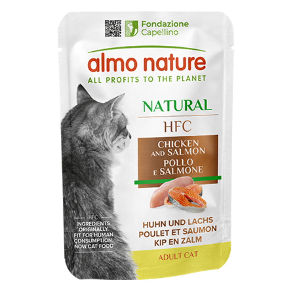 Almo Nature Cat Hfc Pouche 55 g Pollo y Salmón al mejor precio -todoastorenimal.com