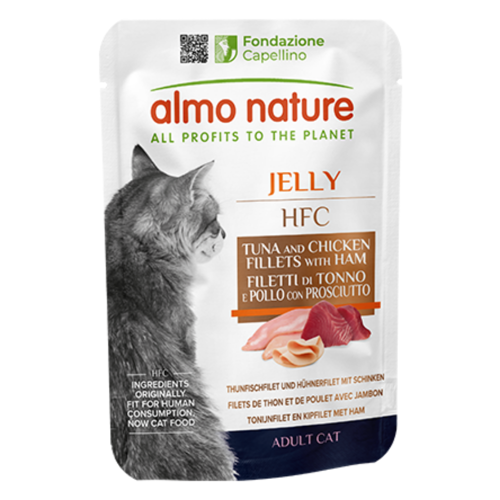 Almo Nature Cat Hfc Pouche Jelly 55 g Atún, Pollo y Jamón al mejor precio -todoastorenimal.com