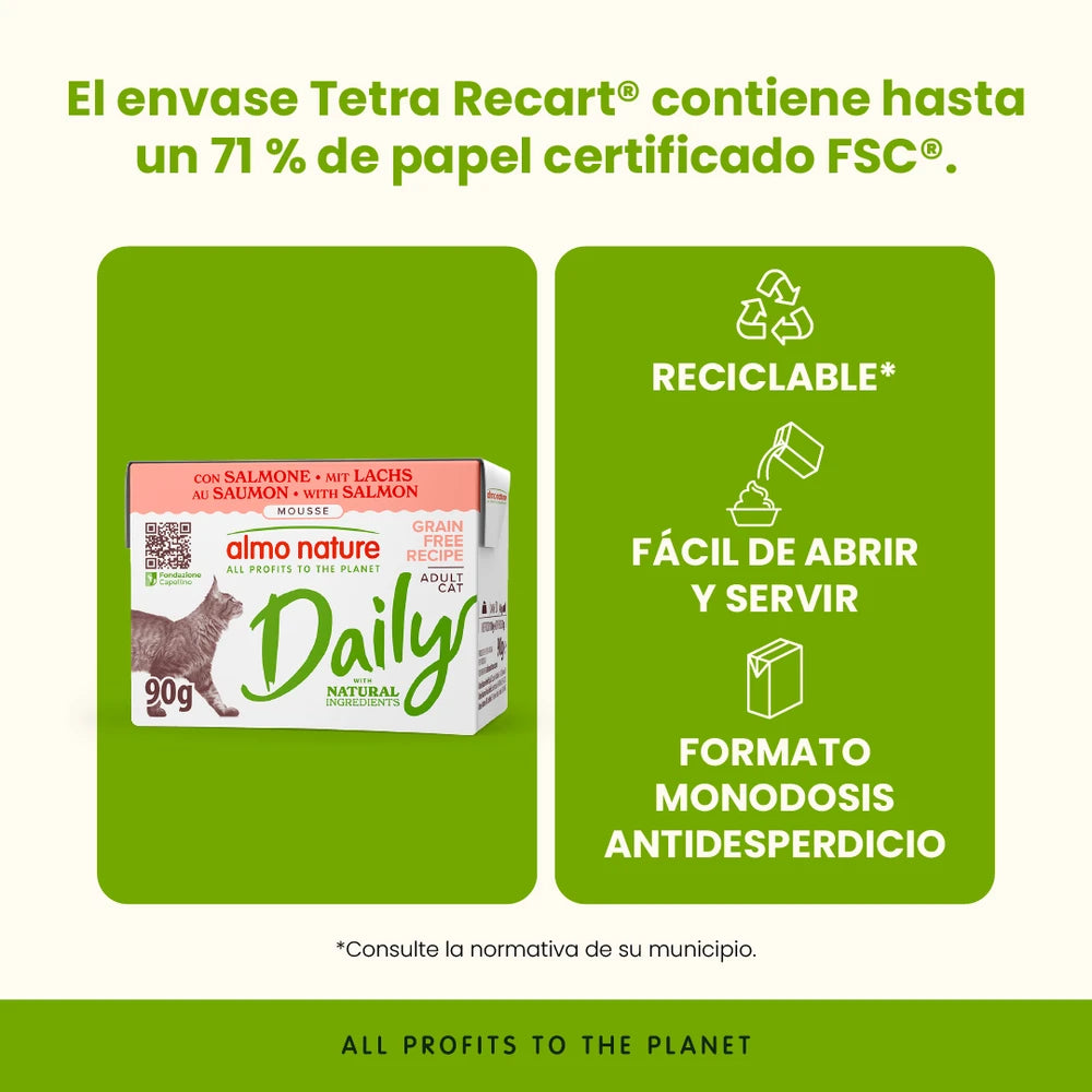 Almo Nature Daily Salmón Brick Comida Húmeda para Gatos al mejor precio -todoastorenimal.com