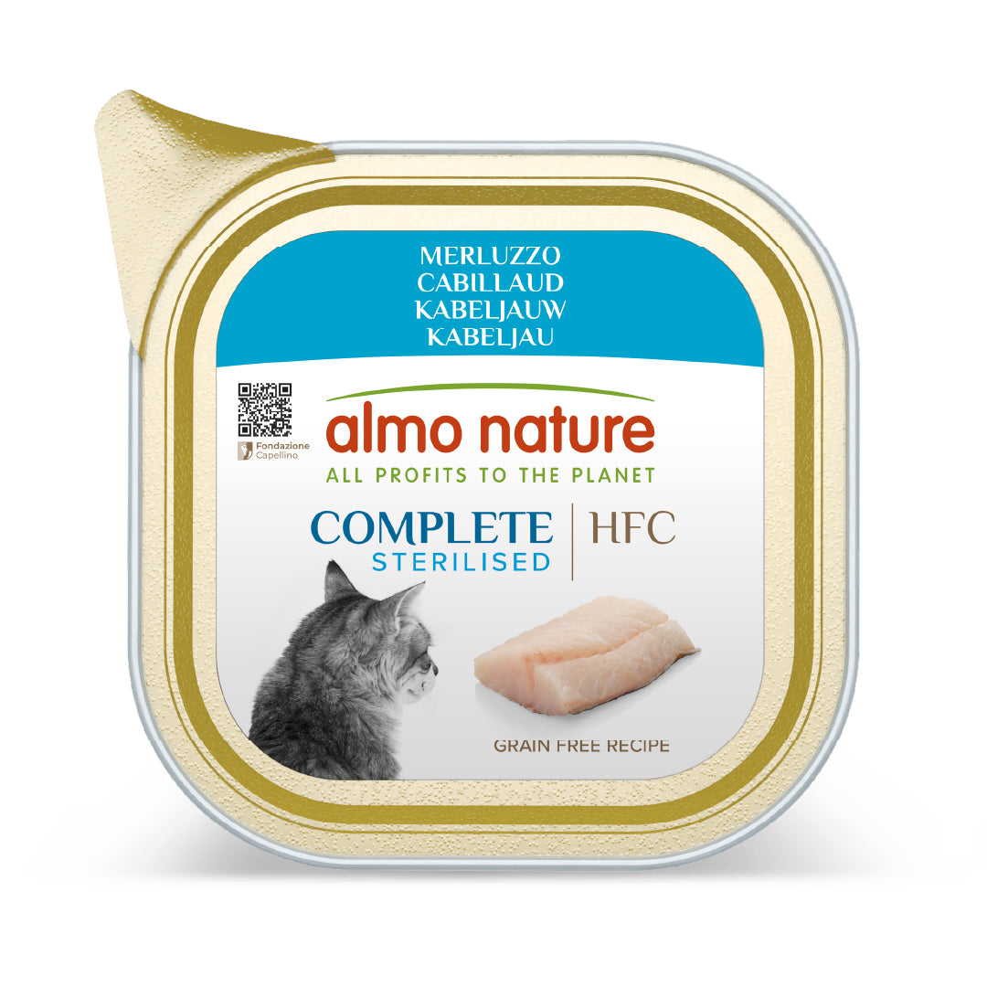 Almo Nature HFC Complete Sterilized Bacalao Tarrina Comida Húmeda para Gatos al mejor precio -todoastorenimal.com