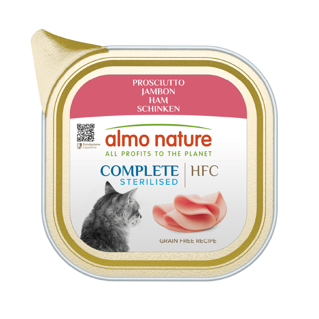 Almo Nature HFC Complete Sterilized Jamón Tarrina Comida Húmeda para Gatos al mejor precio -todoastorenimal.com
