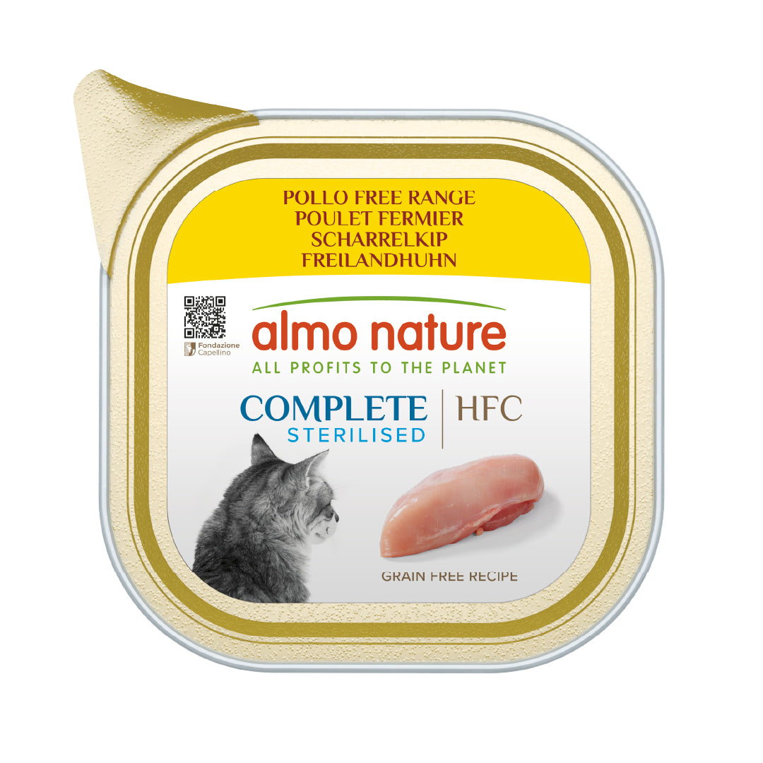 Almo Nature HFC Complete Sterilized Pollo de Corral Tarrina Comida Húmeda para Gatos al mejor precio -todoastorenimal.com