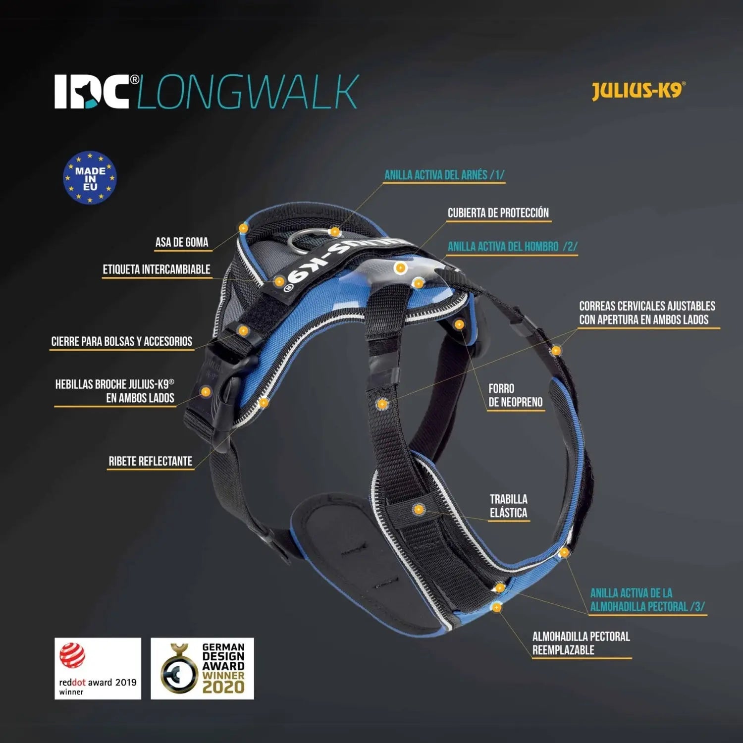 Arnés Julius K9 Longwalk Light para Perros al mejor precio -todoastorenimal.com