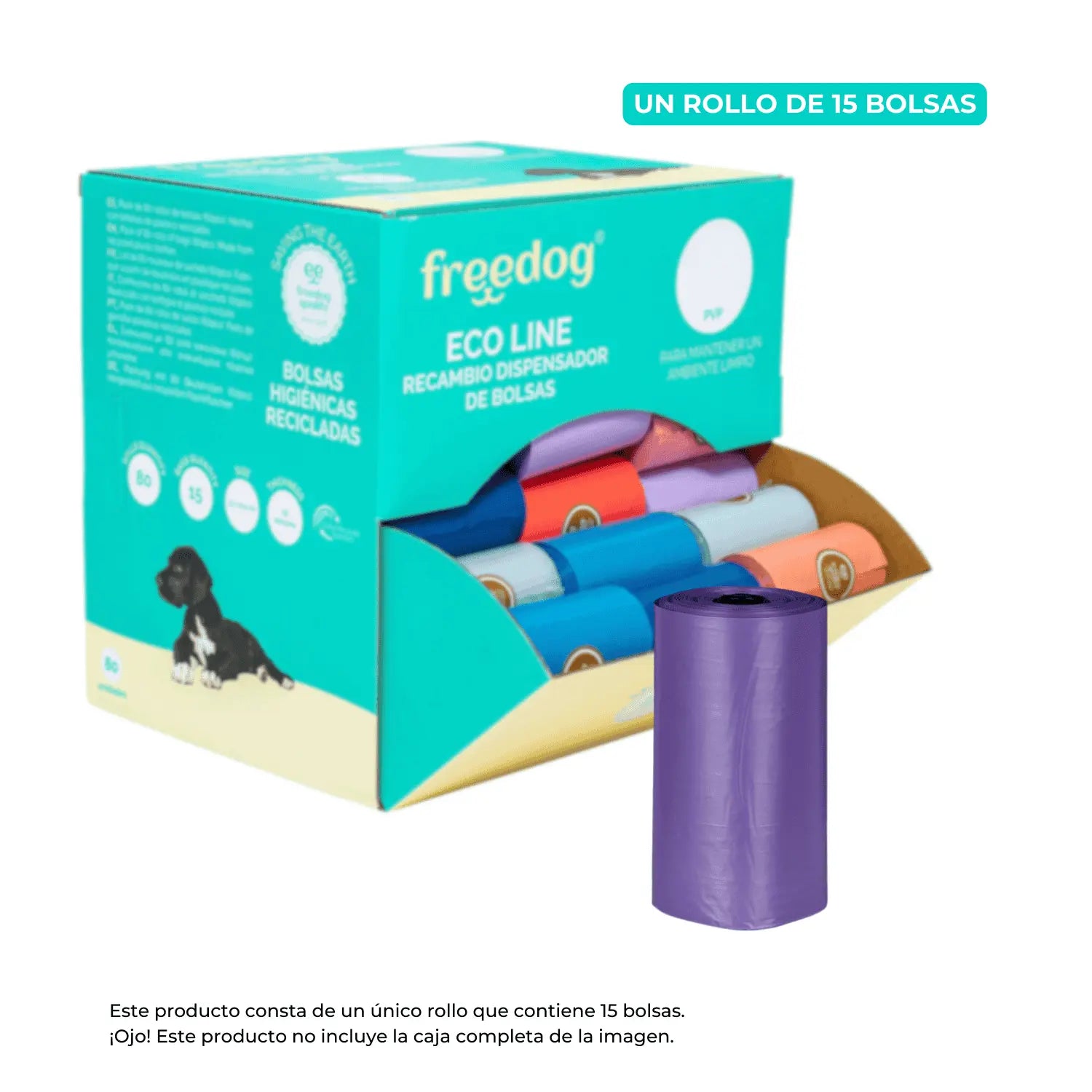 Bolsas Higiénicas Recicladas para Recoger Cacas de Perros - 1 Rollo x 15 Bolsas al mejor precio -todoastorenimal.com