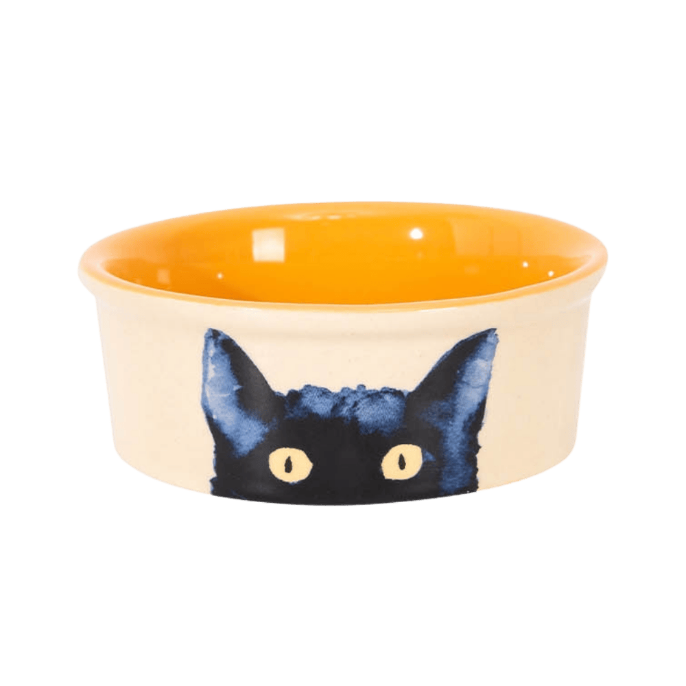 Bowl de Cerámica Black Cat Handcrafted Amarillo 180 ml Comedero Artesanal para Gatos Freedog al mejor precio -todoastorenimal.com