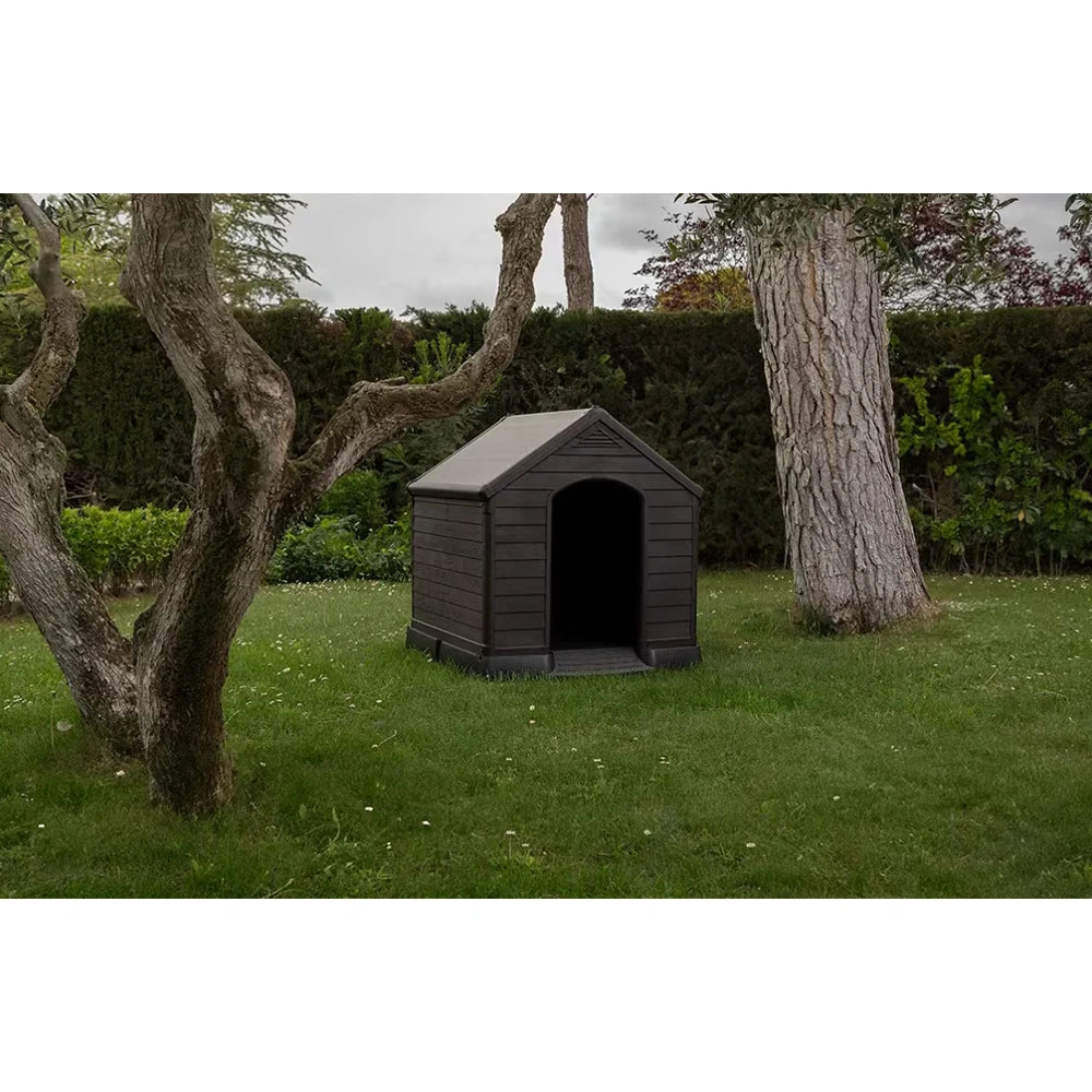 Caseta Perro Resina Curver 95x99x99 cm Marrón/Gris al mejor precio -todoastorenimal.com