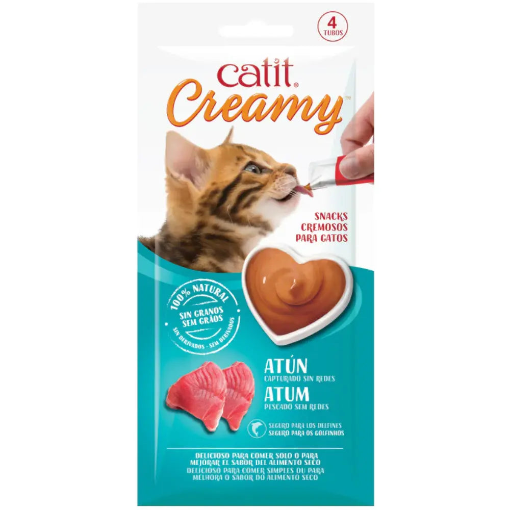 Catit Snack Gatos Creamy Liquido Atún 4X10 g al mejor precio -todoastorenimal.com
