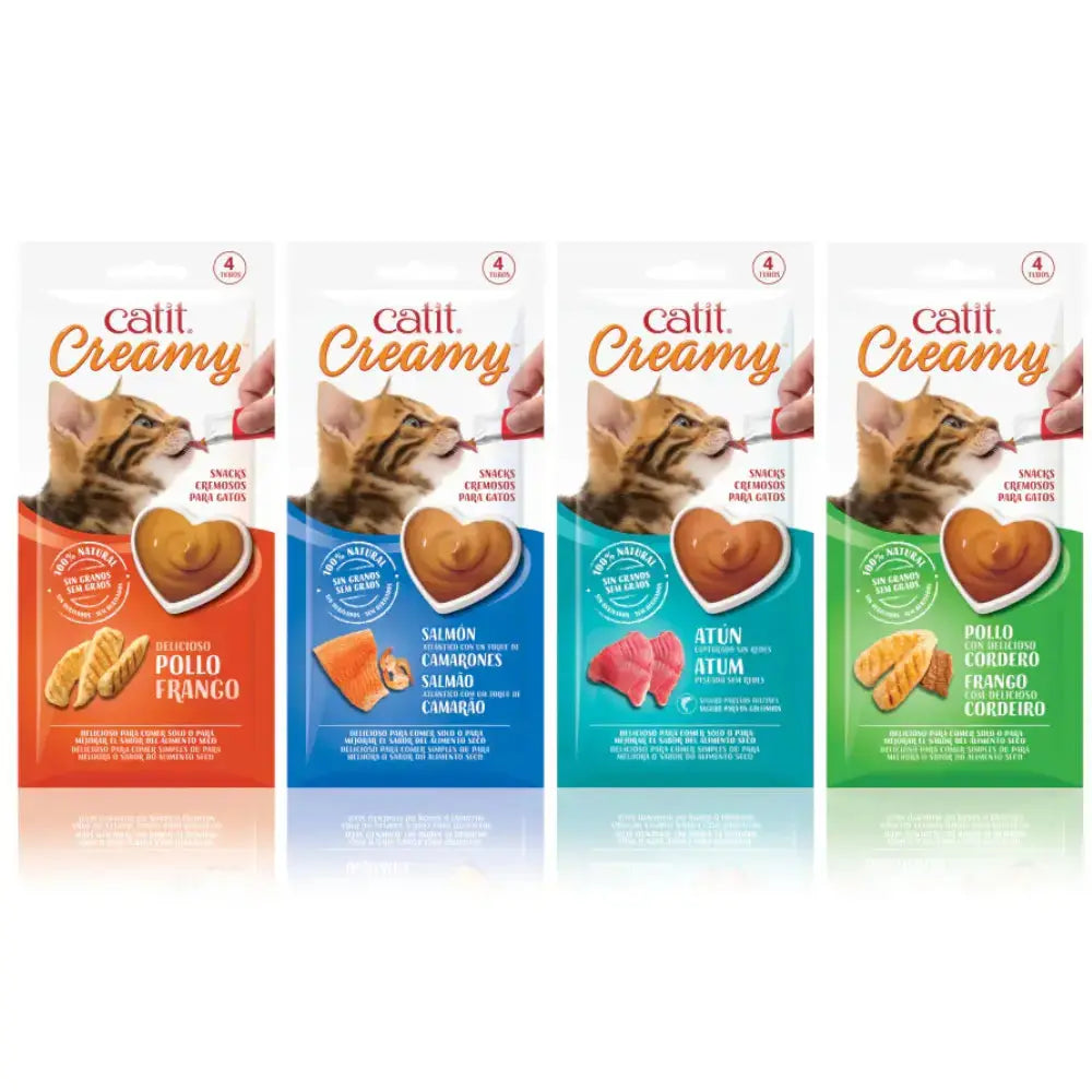 Catit Snack Gatos Creamy Liquido Atún 4X10 g al mejor precio -todoastorenimal.com