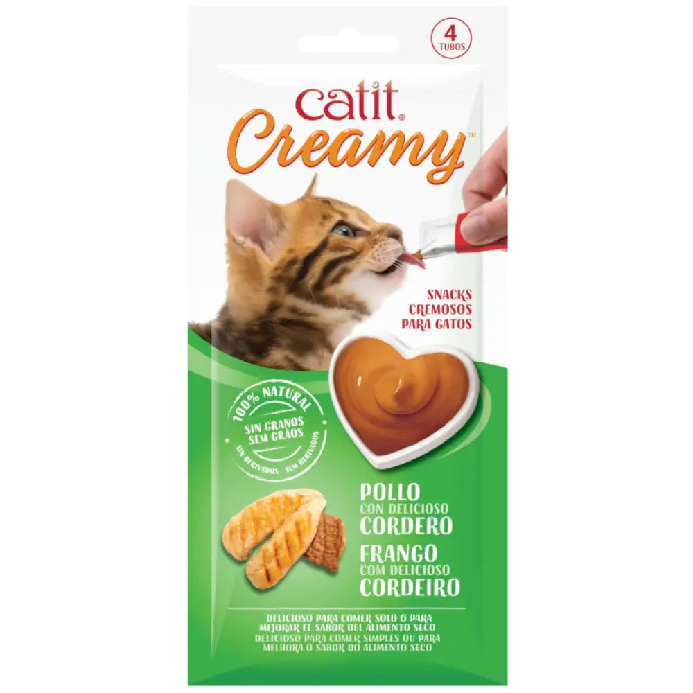 Catit Snack Gatos Creamy Liquido Pollo/Cordero 4X10 g al mejor precio -todoastorenimal.com