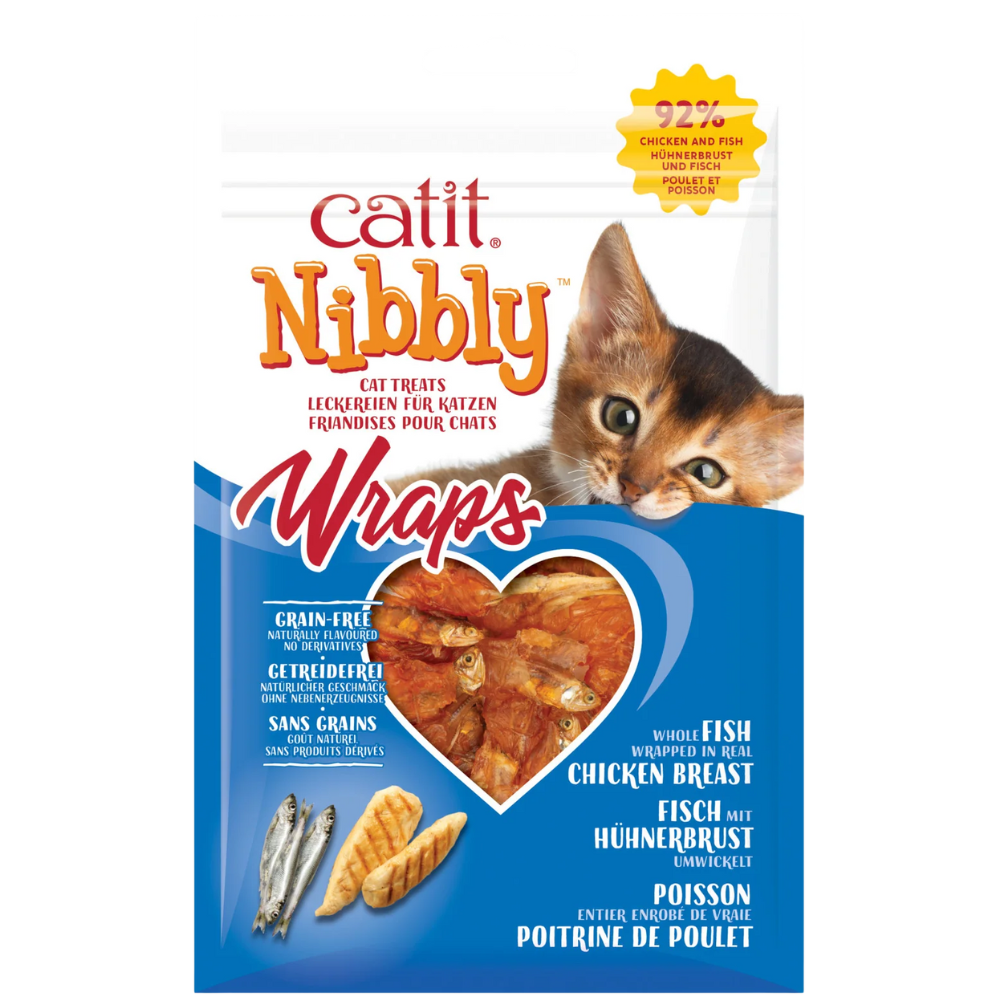 Catit Snack Nibbly Wraps Pollo&Pescado Gatos 30 g al mejor precio -todoastorenimal.com