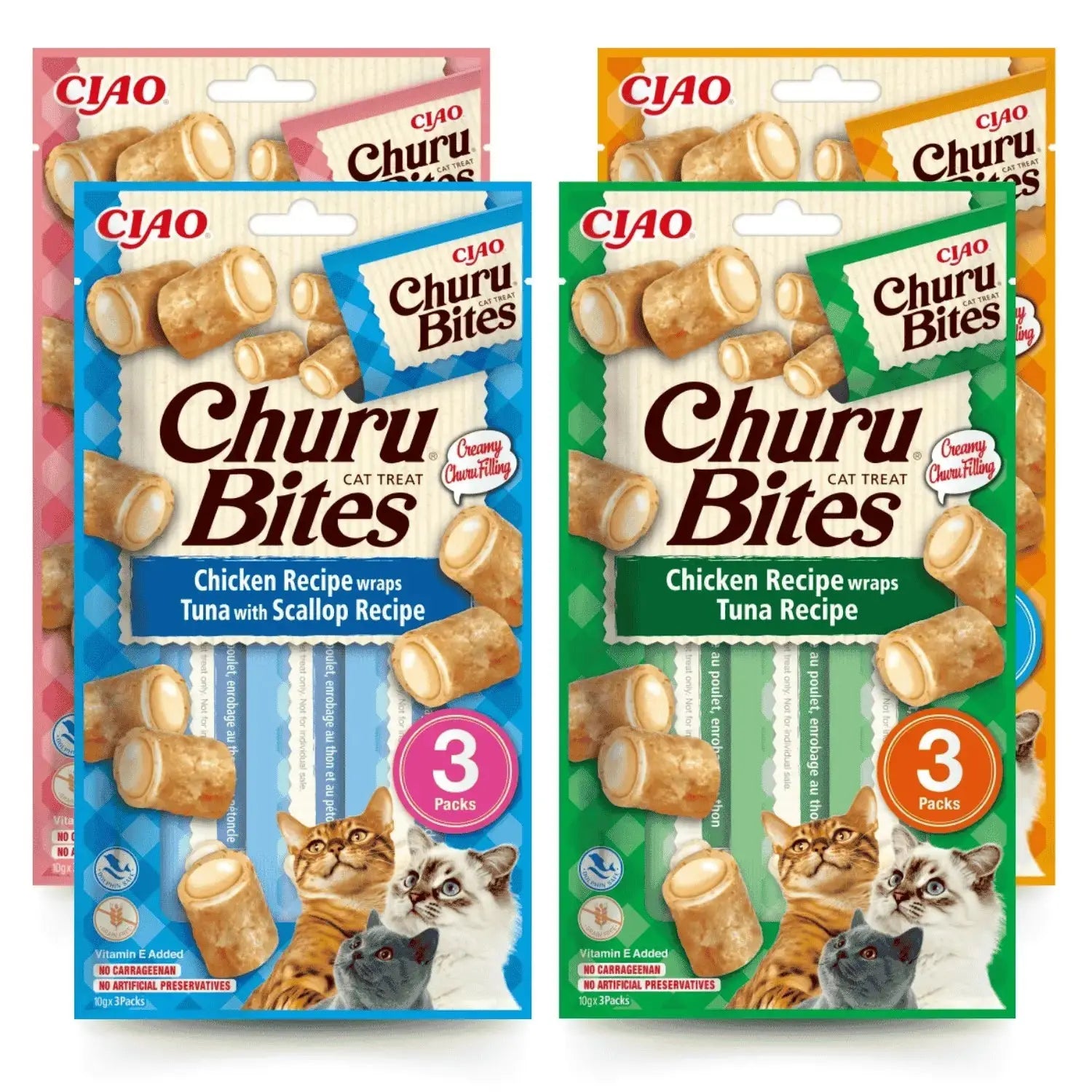 Churu CAT Bites Receta Pack 3x10 g | Bocaditos para Gatos al mejor precio -todoastorenimal.com