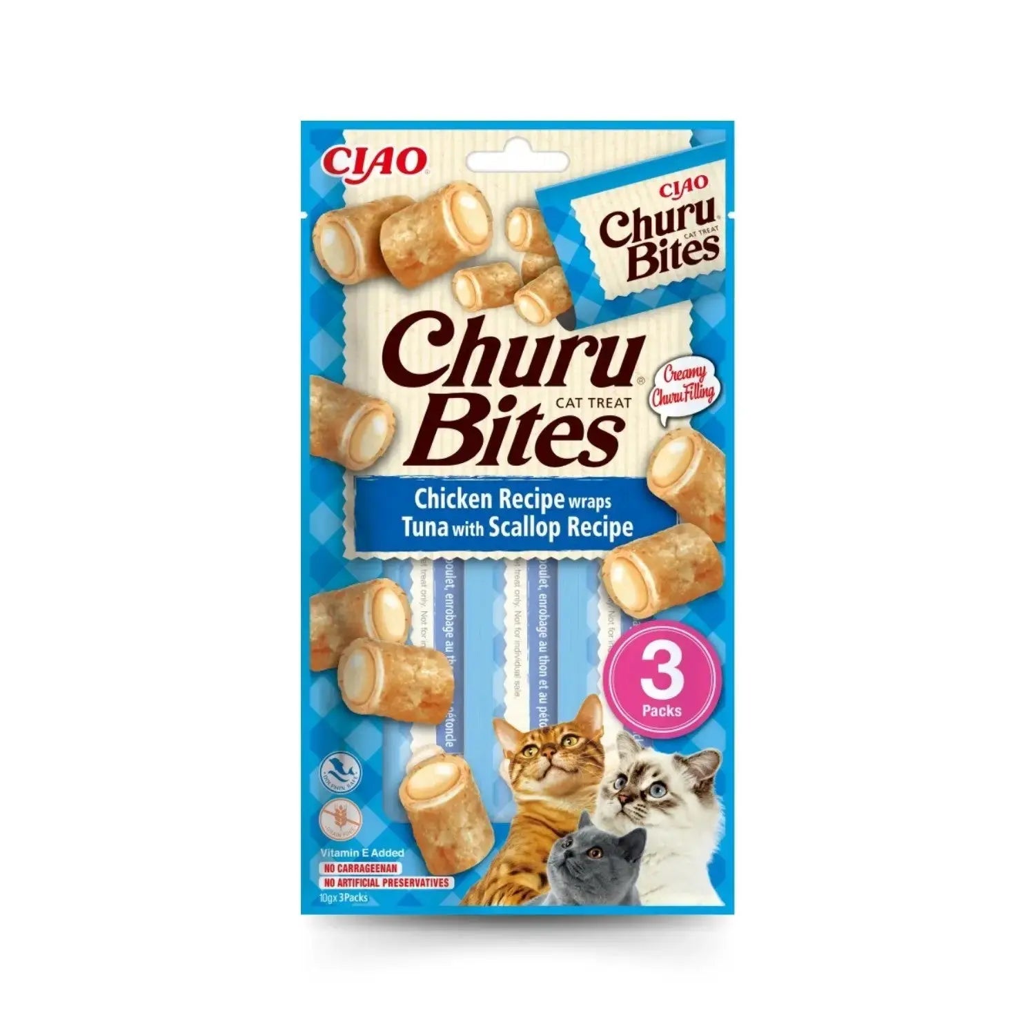 Churu CAT Bites Receta Pack 3x10 g | Bocaditos para Gatos al mejor precio -todoastorenimal.com