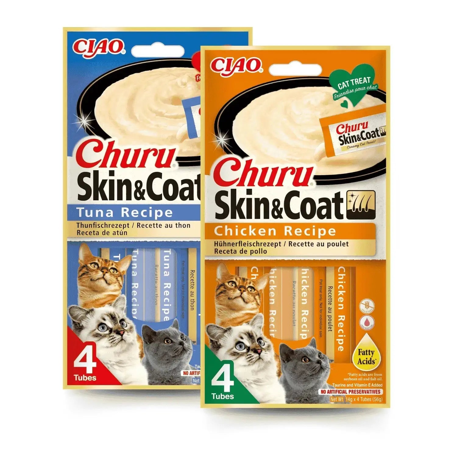 Churu CAT Skin & Coat Pack 4x14 g | Snack Líquido para Gatos al mejor precio -todoastorenimal.com