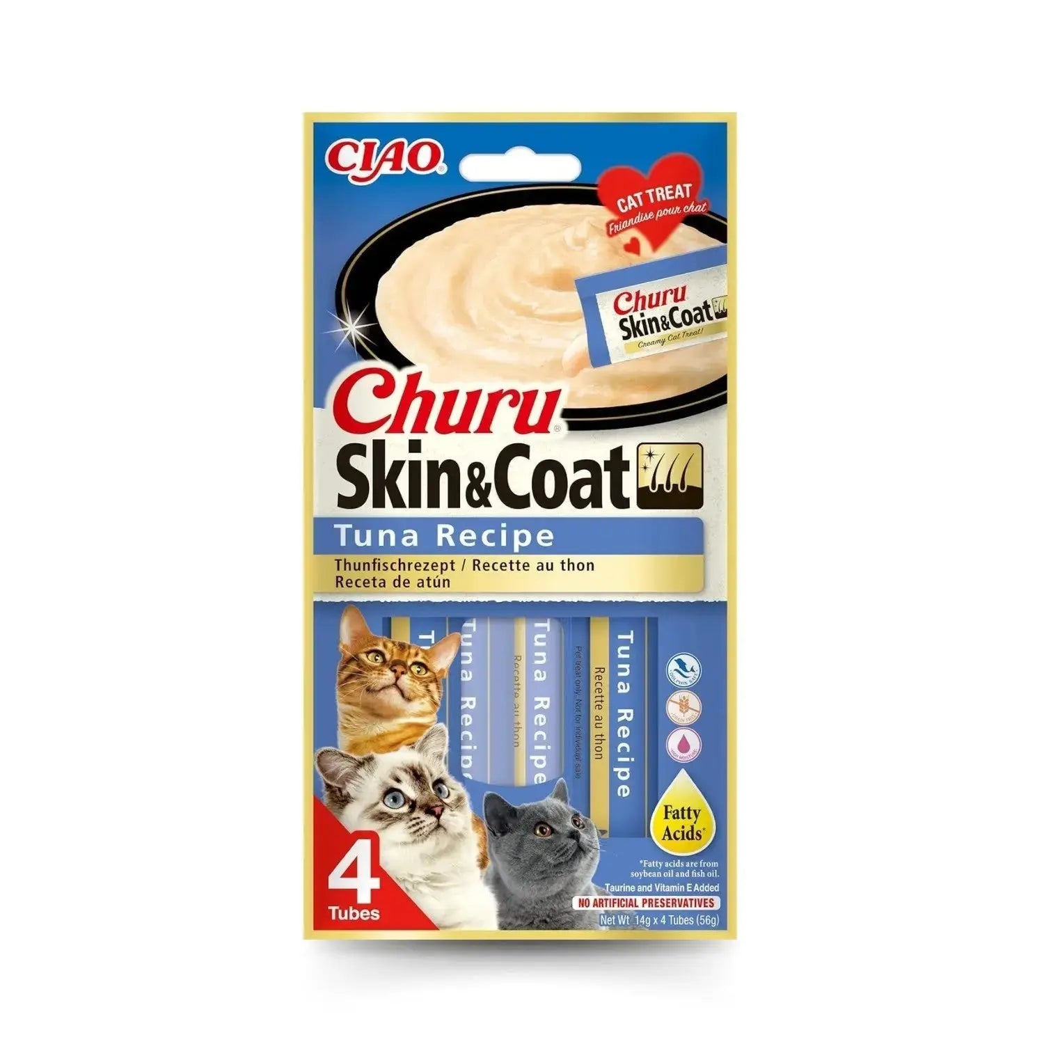 Churu CAT Skin & Coat Pack 4x14 g | Snack Líquido para Gatos al mejor precio -todoastorenimal.com