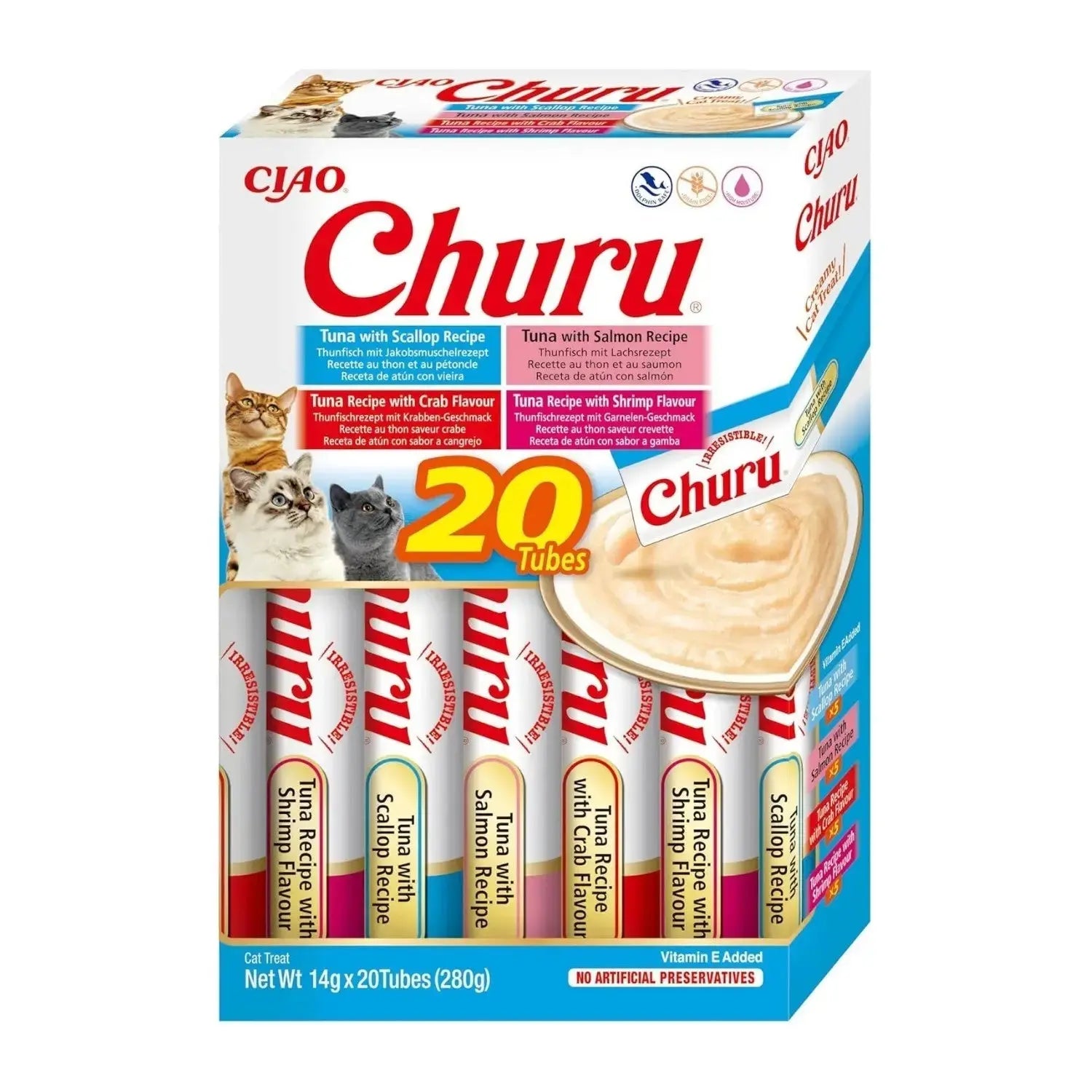 Churu CAT Variedades de Atún con Marisco Pack Ahorro | Snack Líquido para Gatos al mejor precio -todoastorenimal.com