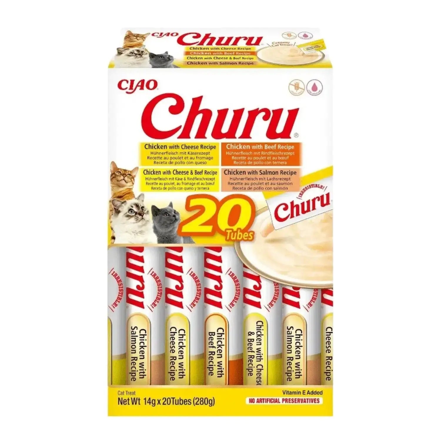 Churu CAT Variedades de Pollo con Buey Pack Ahorro | Snack Líquido para Gatos al mejor precio -todoastorenimal.com