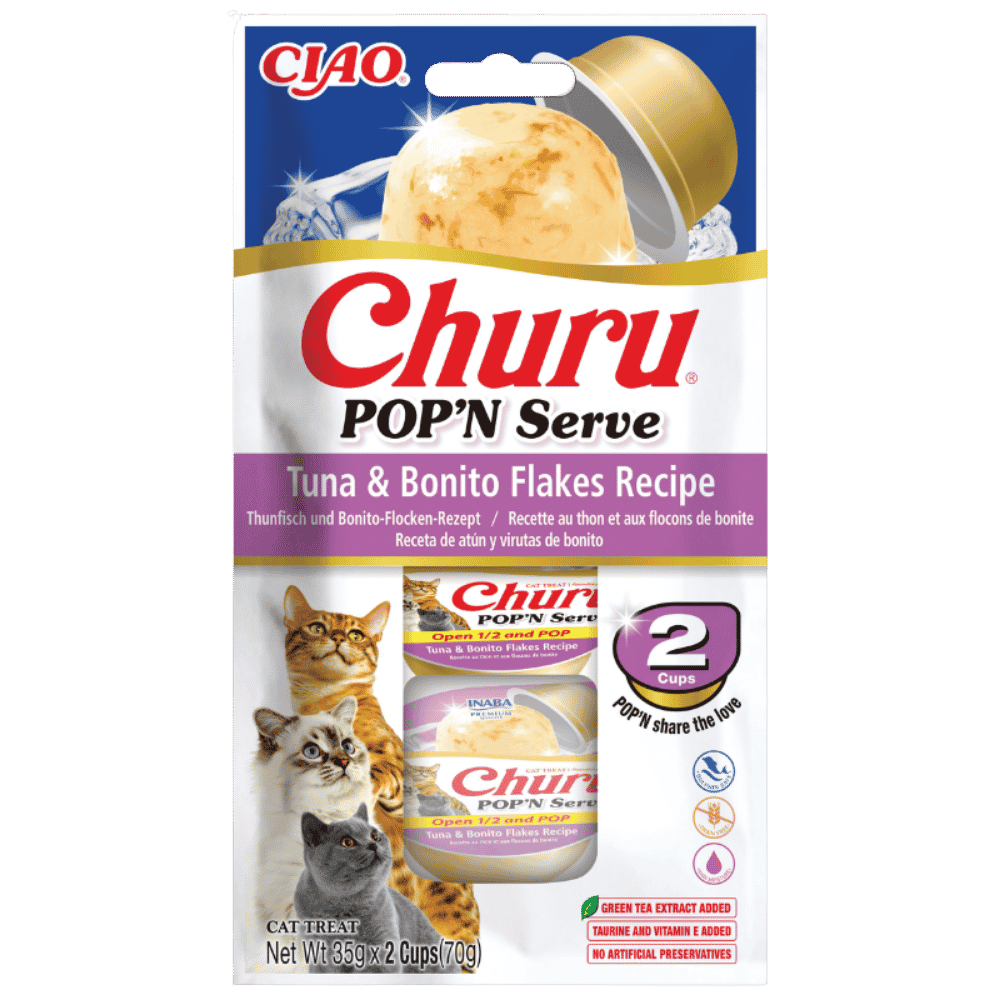 Churu Pop'N Serve Atún y Bonito Snack para Gatos al mejor precio -todoastorenimal.com