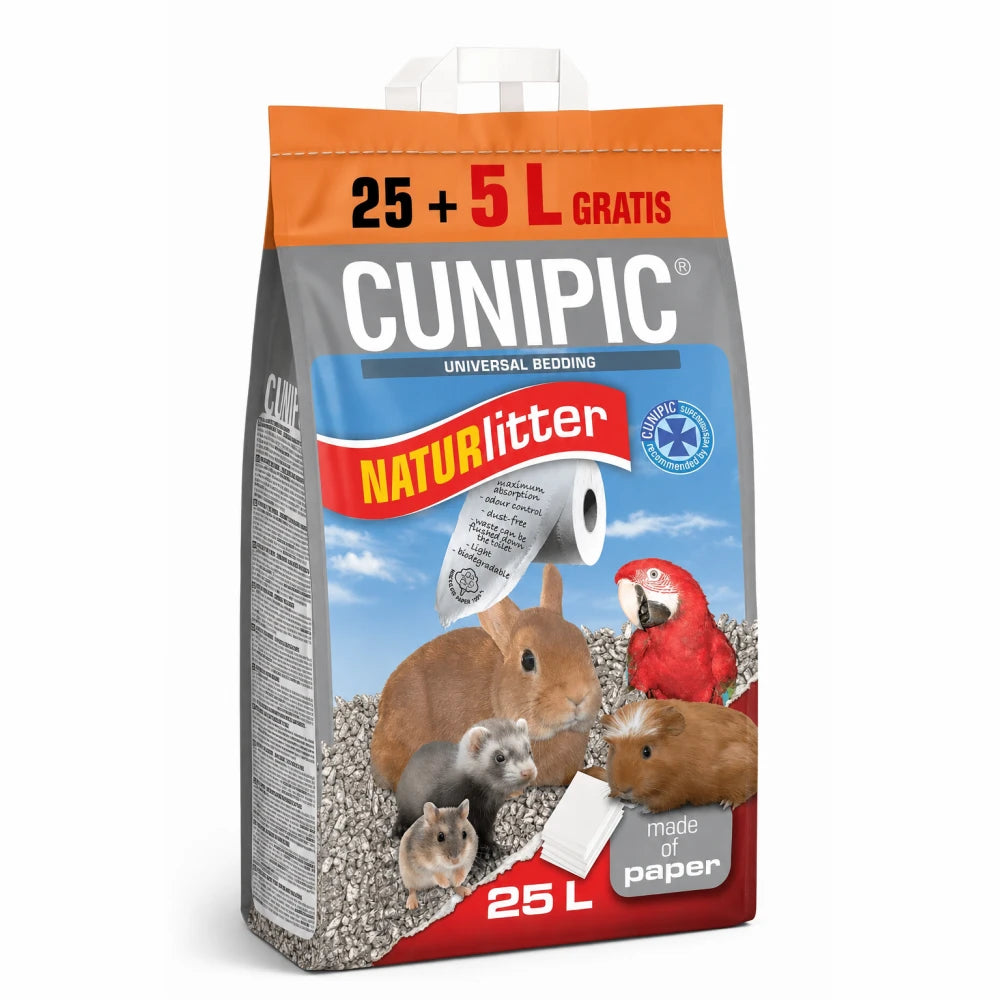 Cunipic Naturlitter Lecho Vegetal de Papel 25+5L ¡Gratis! al mejor precio -todoastorenimal.com