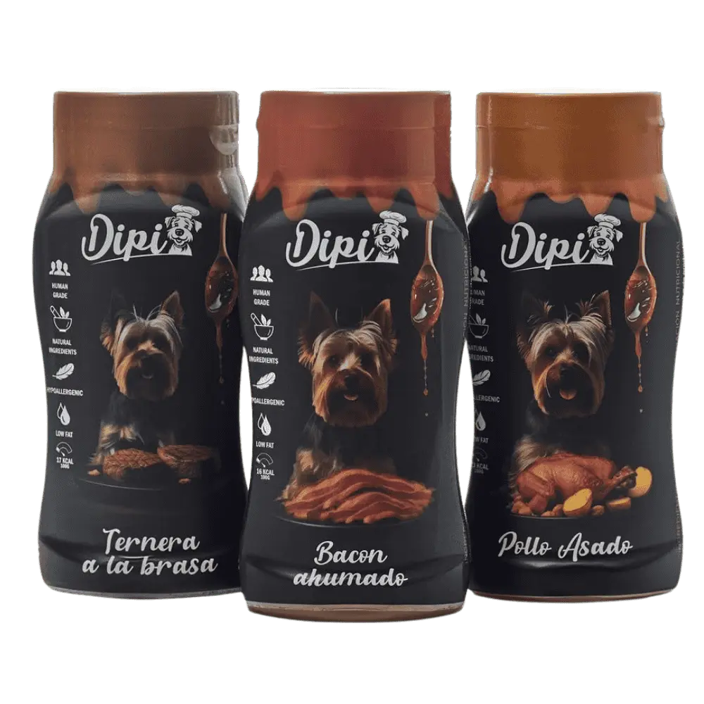 Dipi Salsa para Perros 300 ml con Ingredientes Naturales | Pollo Asado, Bacon Ahumado y Ternera a la Brasa al mejor precio -todoastorenimal.com