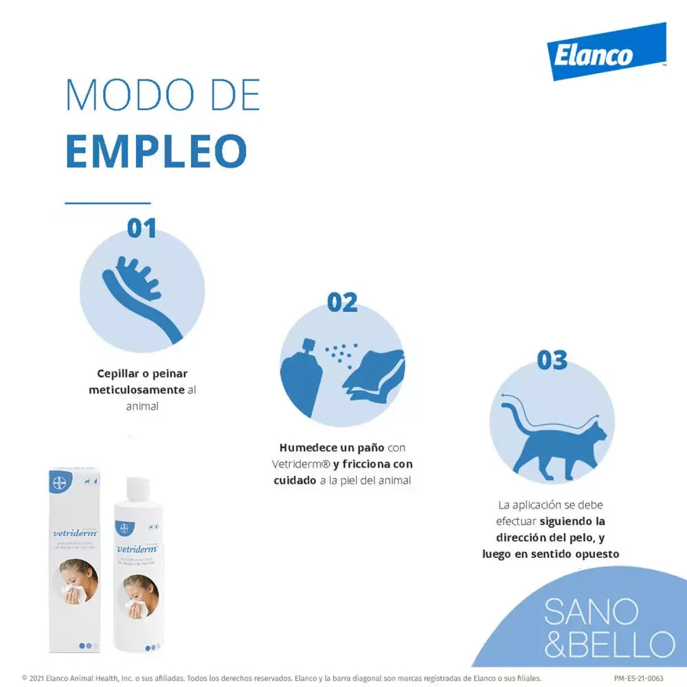 Elanco Vetriderm Antialérgico para Personas 350 ml Reduce Casos de Alergia a Mascotas al mejor precio -todoastorenimal.com