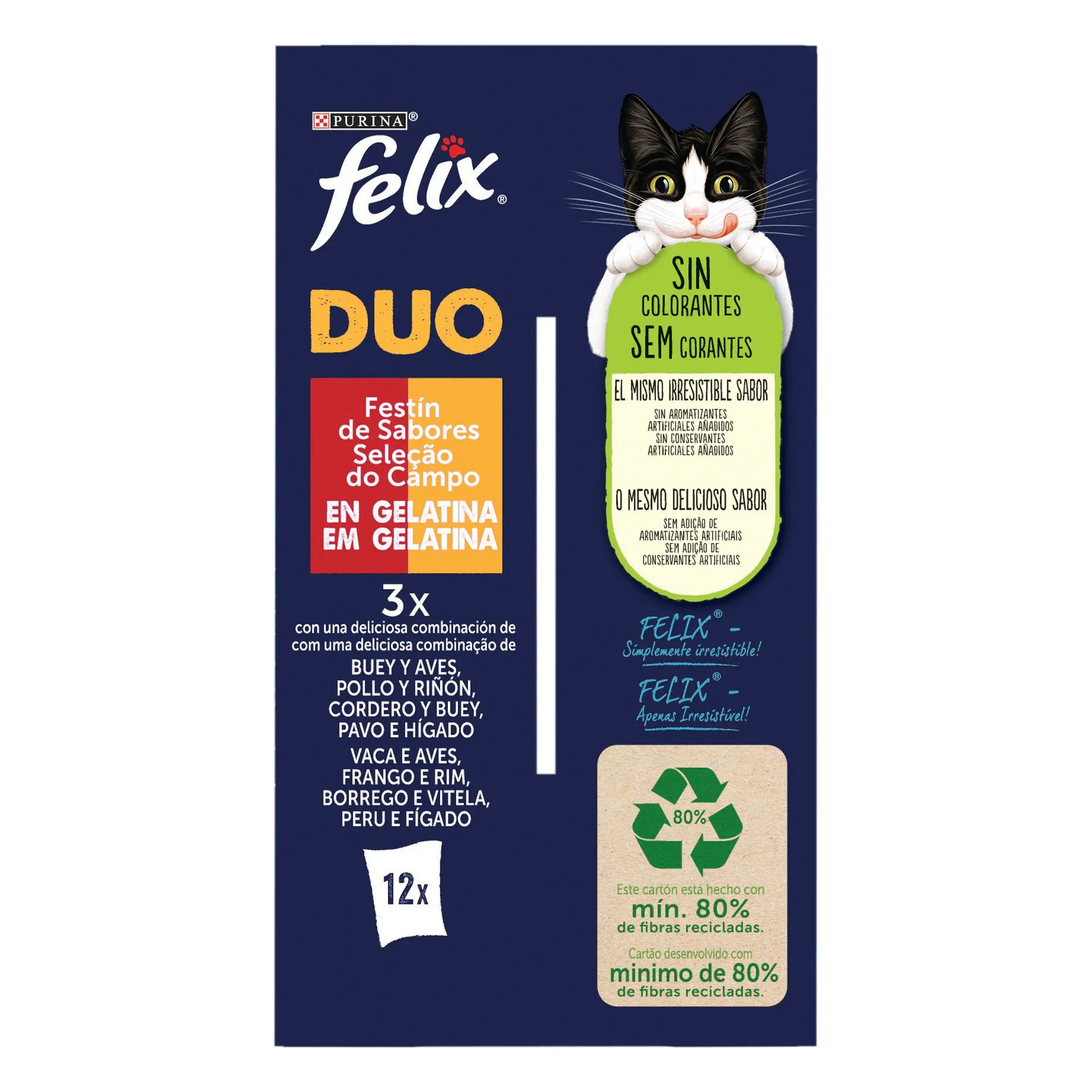 Felix Duo Carnes En Gelatina Pack 12X85 g al mejor precio -todoastorenimal.com