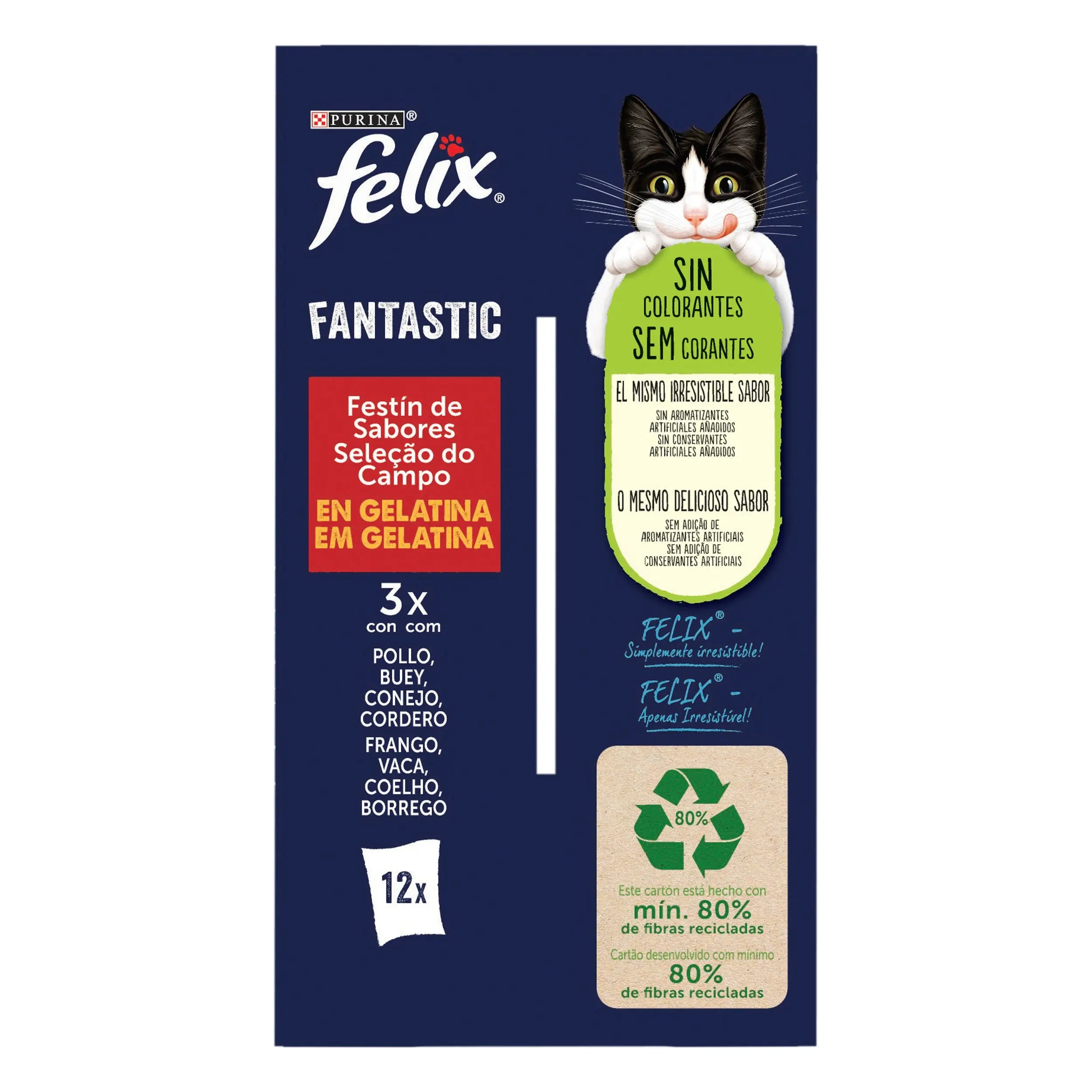 Felix Fantastic Carnes Gelatina Pack 12X85 g al mejor precio -todoastorenimal.com