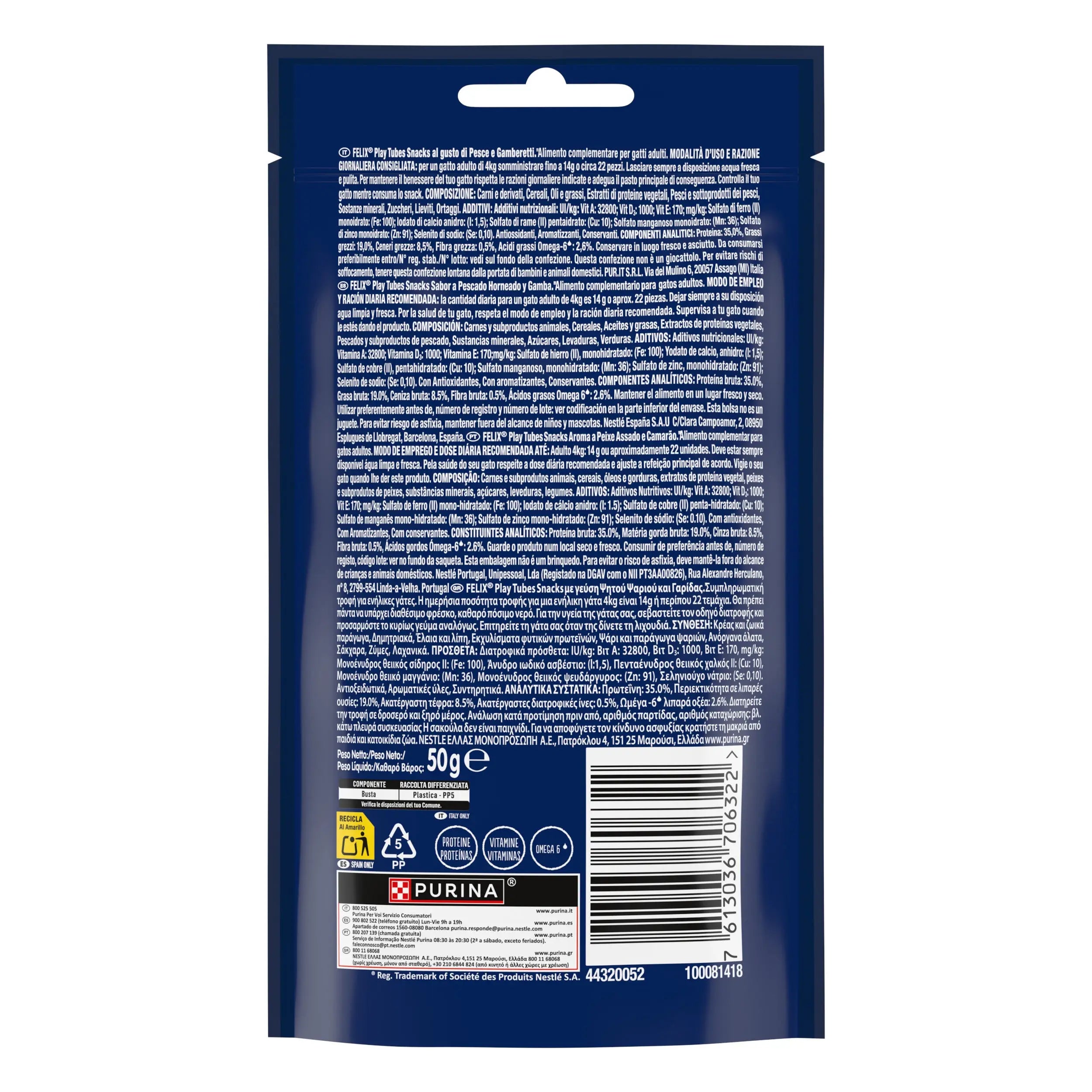 Felix Play Tubes Pescado&Gambas 50 g al mejor precio -todoastorenimal.com