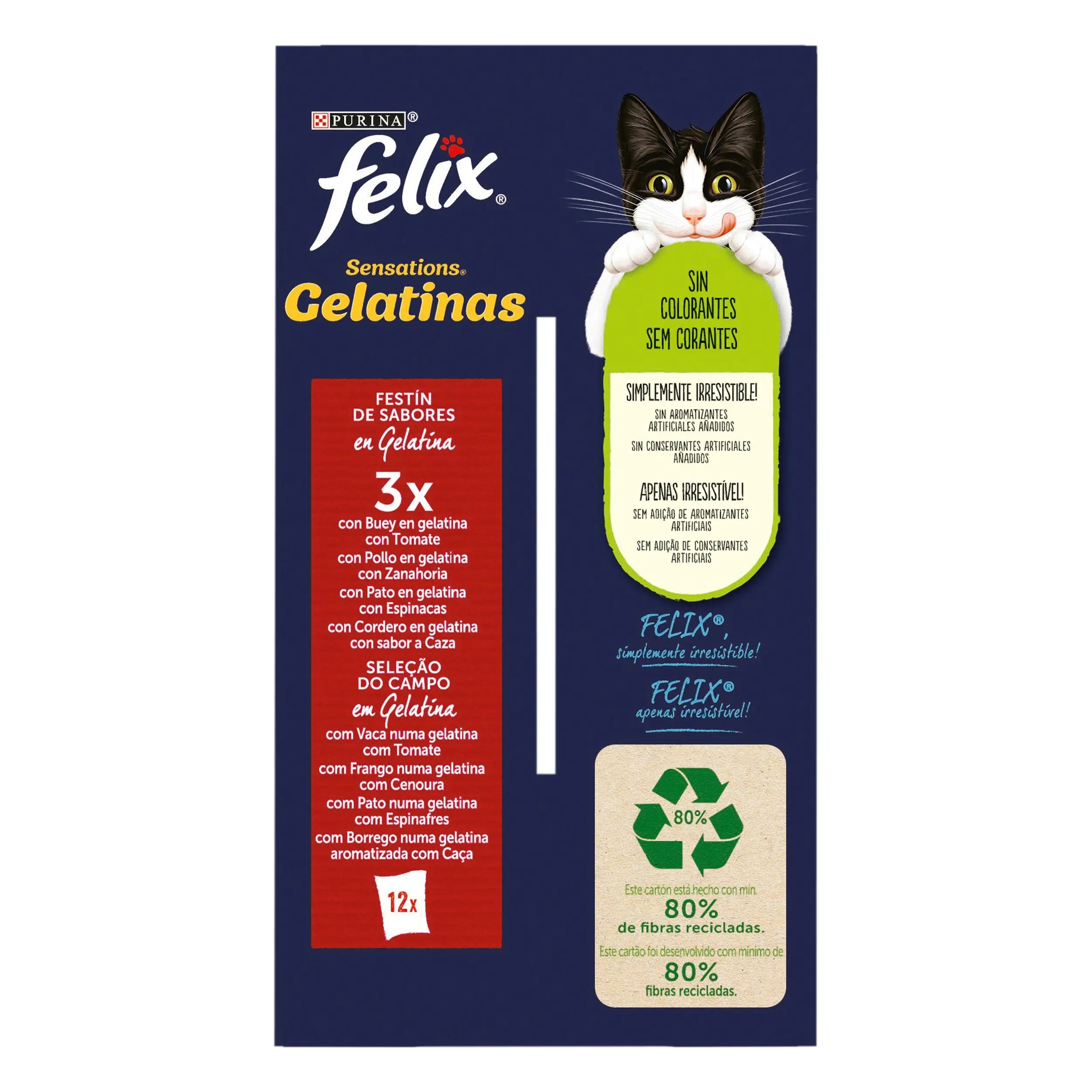 Felix Sensations Carnes Gelatina Pack 12X85 g al mejor precio -todoastorenimal.com