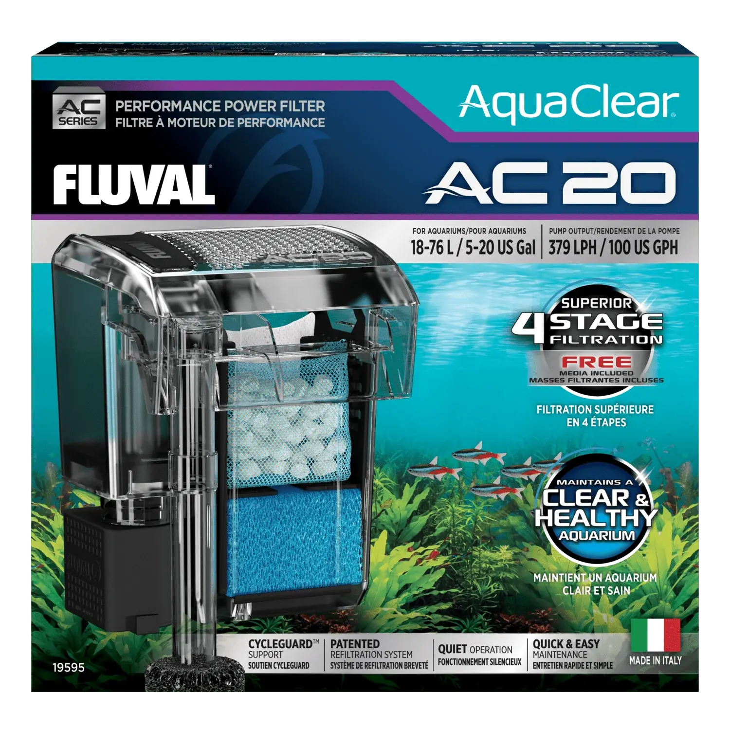 Filtro Mochila Aquaclear Fluval Silencioso para Acuarios (AC20, AC30, AC50 y AC70) al mejor precio -todoastorenimal.com