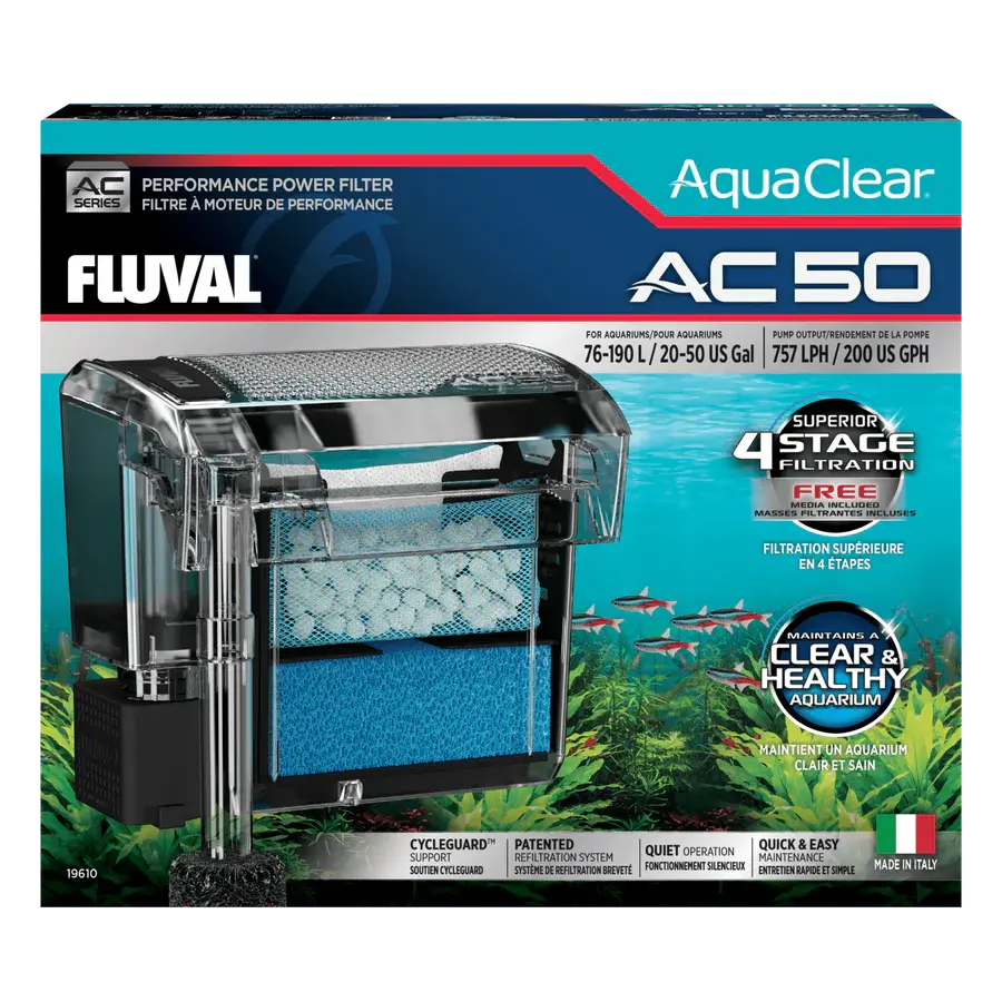 Filtro Mochila Aquaclear Fluval Silencioso para Acuarios (AC20, AC30, AC50 y AC70) al mejor precio -todoastorenimal.com