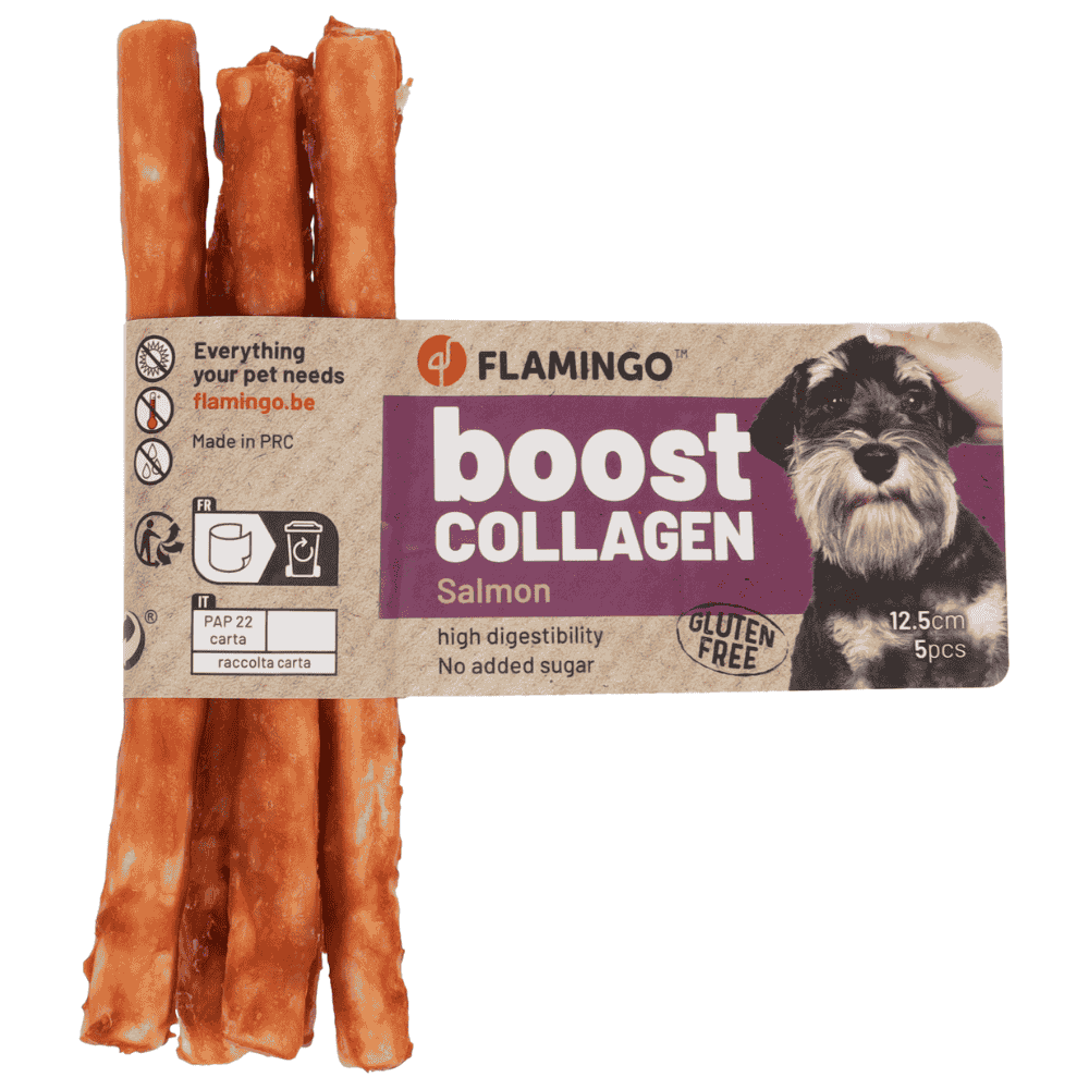 Flamingo Boost Palitos con Salmón y Colágeno Snack Natural para Perros al mejor precio -todoastorenimal.com
