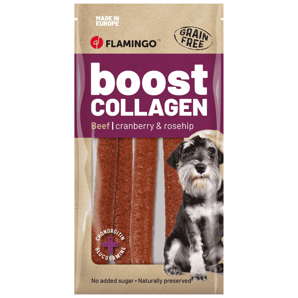 Flamingo Boost Salchicha con Ternera y Colágeno 6 uds Snack para Perros al mejor precio -todoastorenimal.com