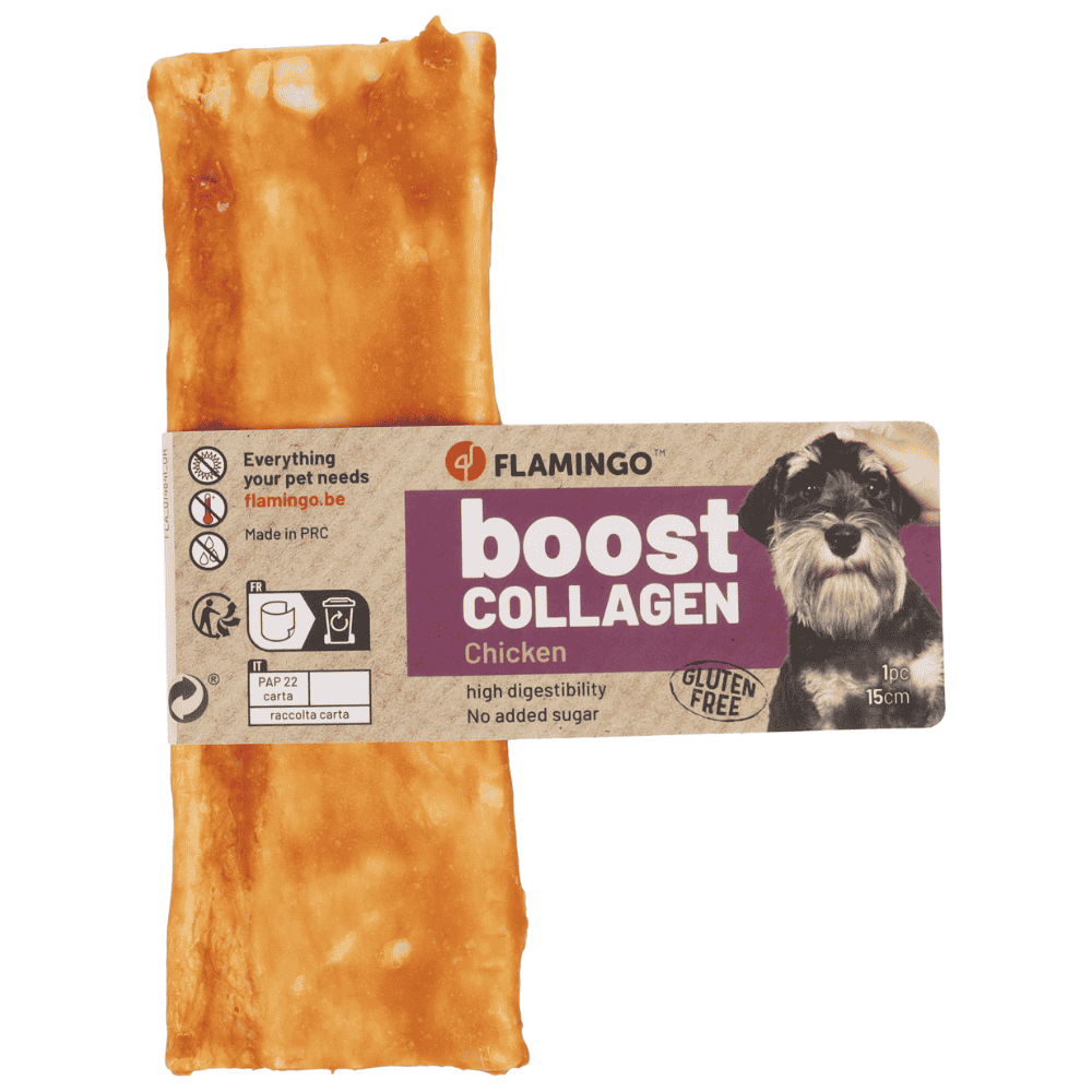 Flamingo Boost Tiras con Pollo y Colágeno Snack Natural para Perros al mejor precio -todoastorenimal.com