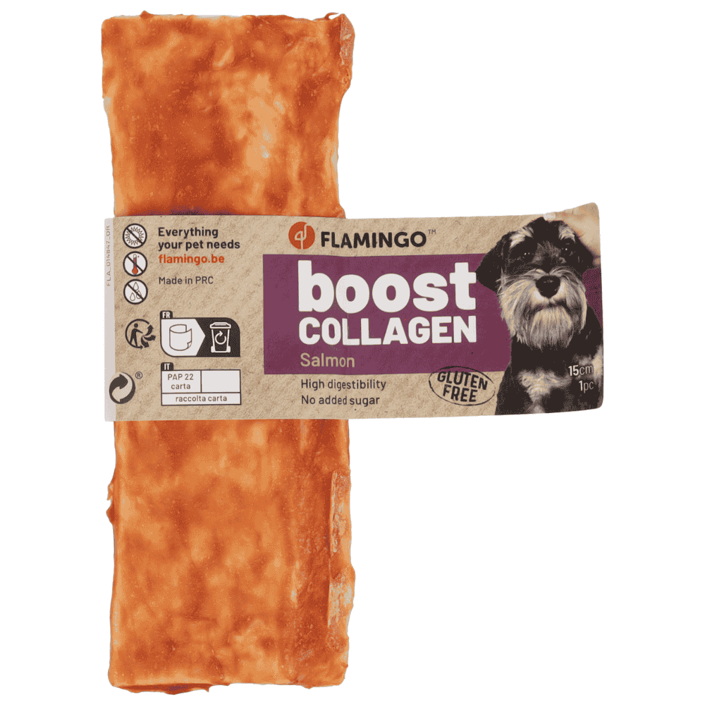 Flamingo Boost Tiras con Salmón y Colágeno Snack Natural para Perros al mejor precio -todoastorenimal.com