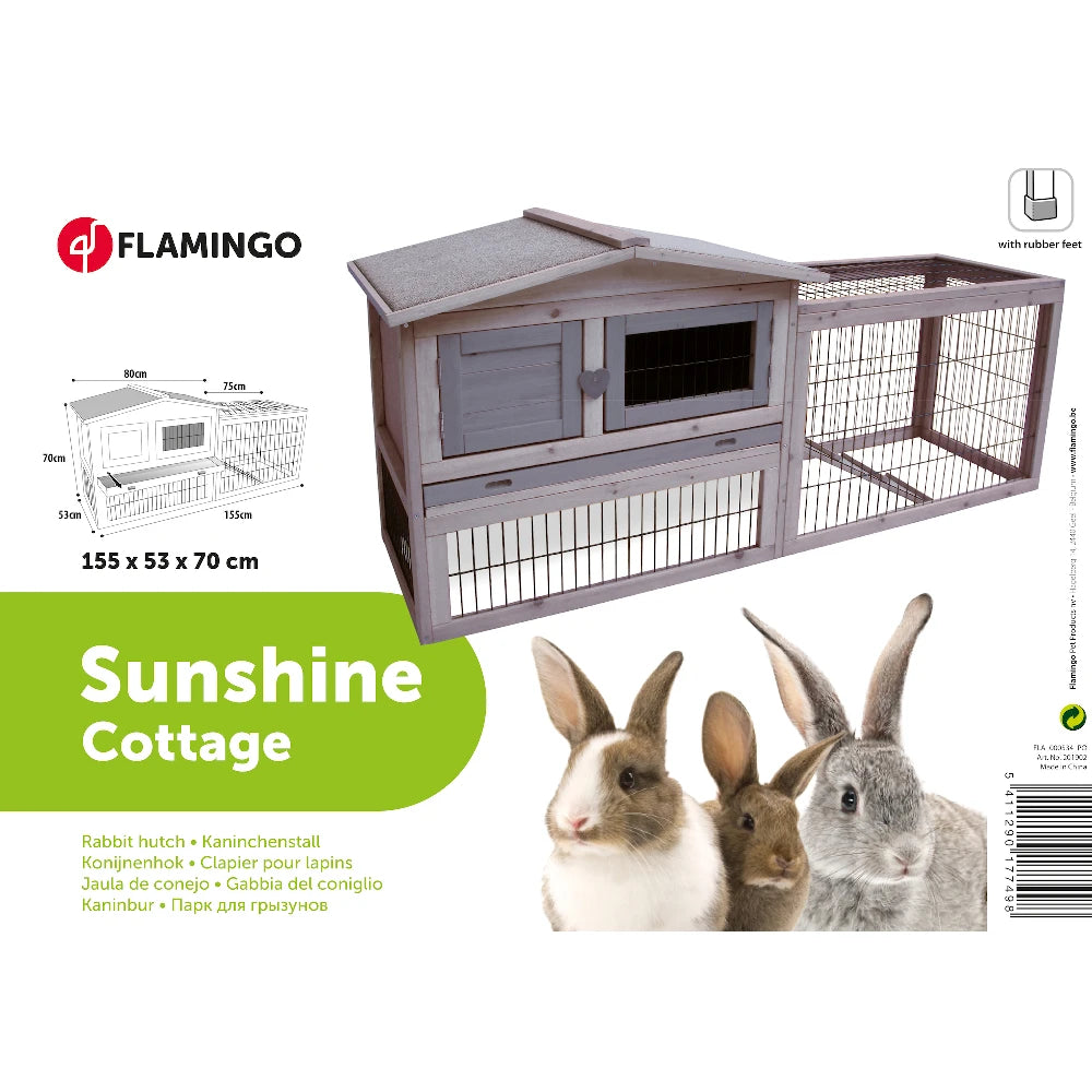 Flamingo Caseta para Conejo Sunshine Cottage 155x53x70cm al mejor precio -todoastorenimal.com
