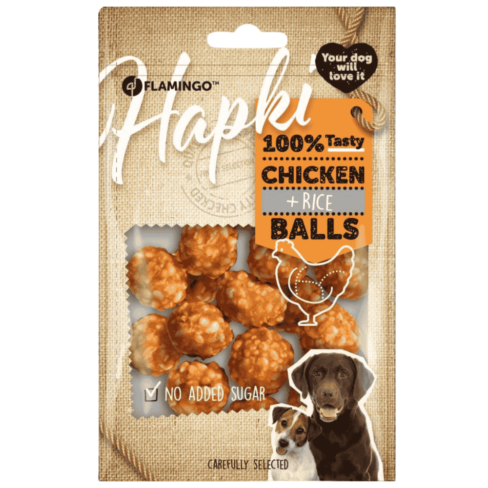 Flamingo Hapki Bolas de Pollo y Arroz Snack para Perros al mejor precio -todoastorenimal.com