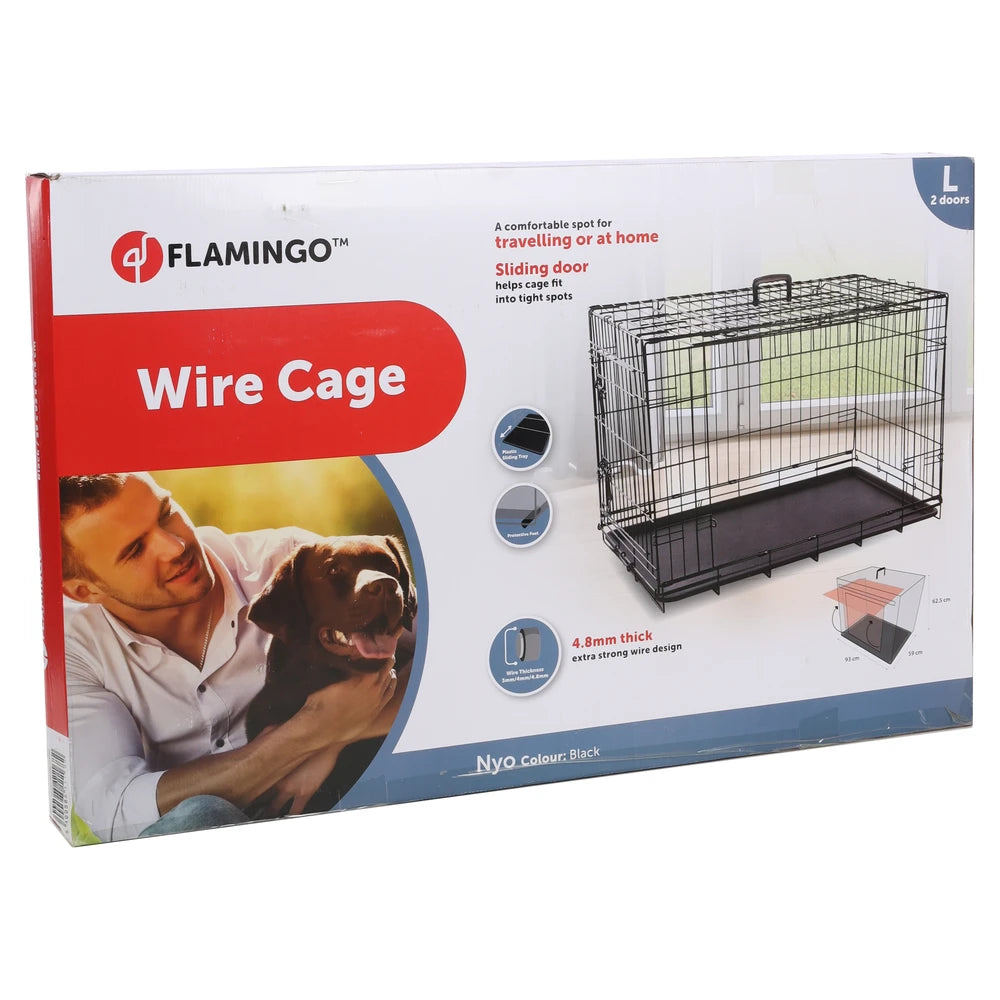 Flamingo Jaula de Alambre Nyo Negra con Puerta Corredera para Perros al mejor precio -todoastorenimal.com