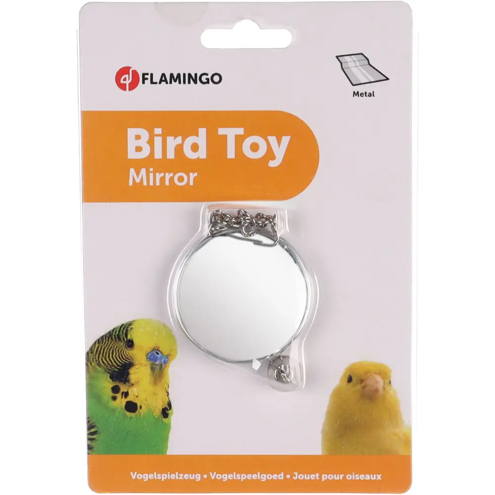 Flamingo Juguete Pájaro Espejo Redondo Metal al mejor precio -todoastorenimal.com