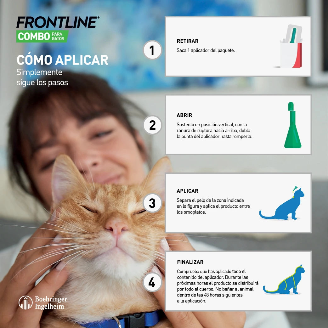 Frontline® Combo Antiparasitario Spot On para Gatos 3 Pipetas al mejor precio -todoastorenimal.com