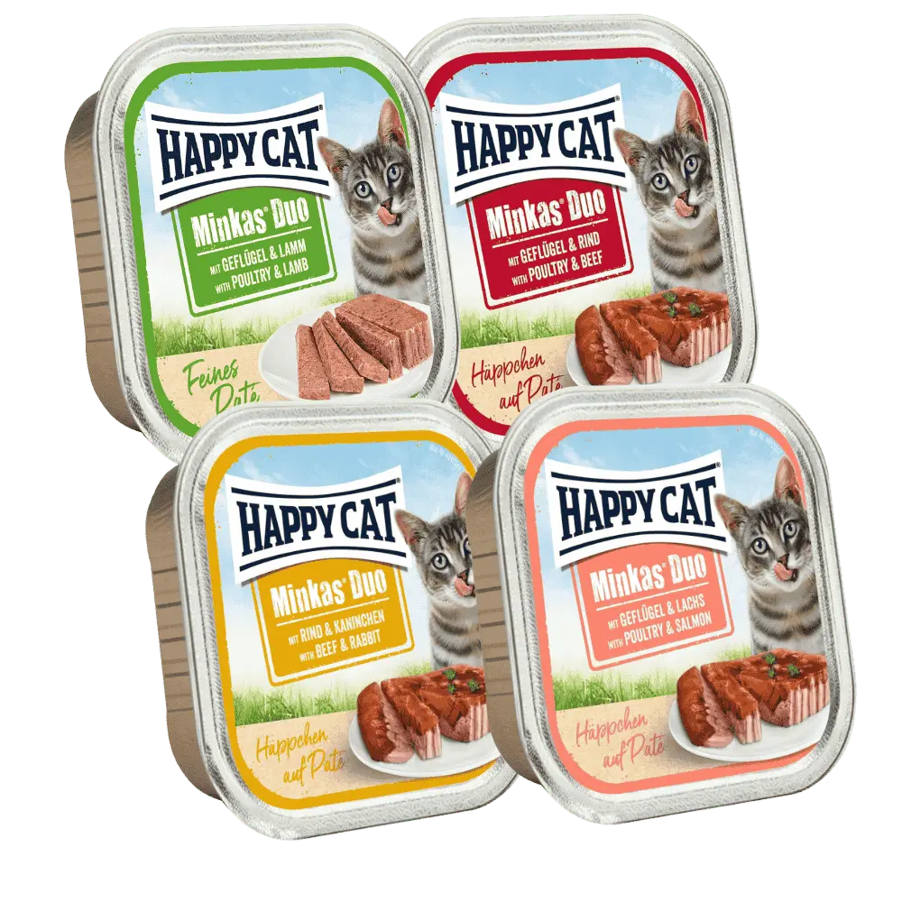 Happy Cat Minkas Dúo Menú 100 g Tarrina Paté Húmedo para Gatos al mejor precio -todoastorenimal.com