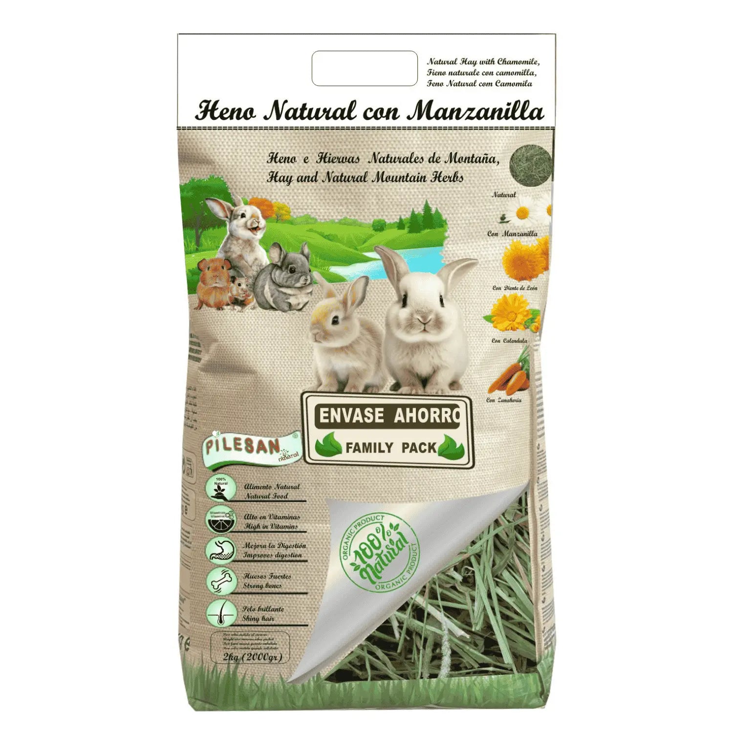 Heno Natural con Manzanilla Pilesan 2 kg al mejor precio -todoastorenimal.com